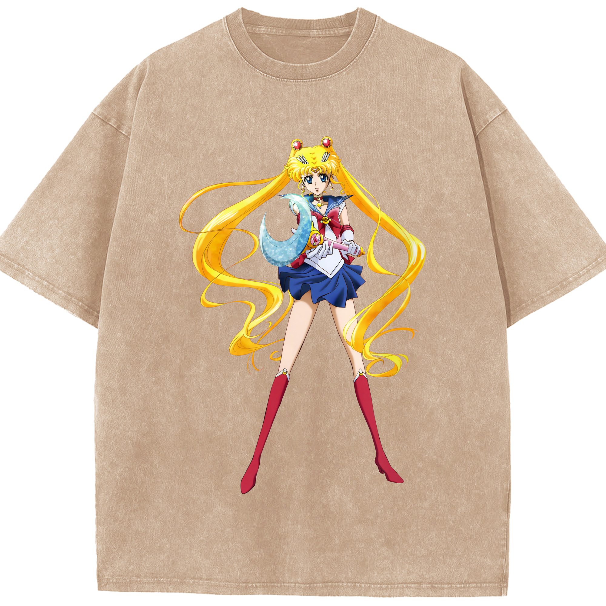 （画像用） 美少女戦士セーラームーン 月野 うさぎ つきの うさぎ Sailor Moon Tsukino Usagi 綿100% ヴィンテージ風 半袖Tシャツ（フロントプリント）