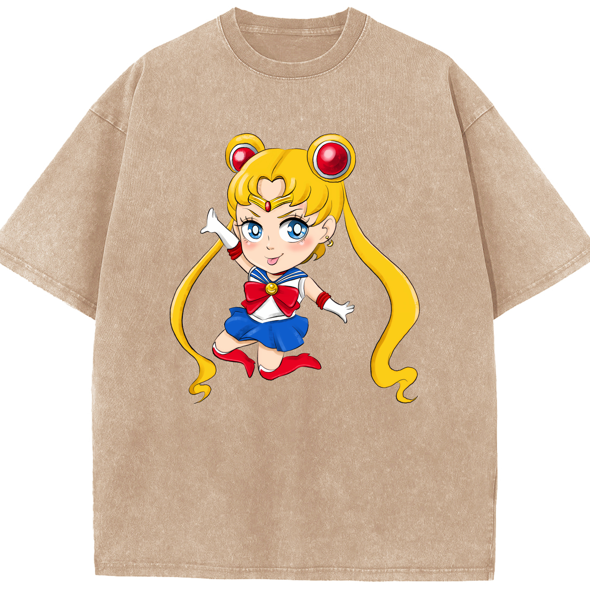 （画像用） 美少女戦士セーラームーン 月野 うさぎ つきの うさぎ Sailor Moon Tsukino Usagi 綿100% ヴィンテージ風 半袖Tシャツ（フロントプリント）