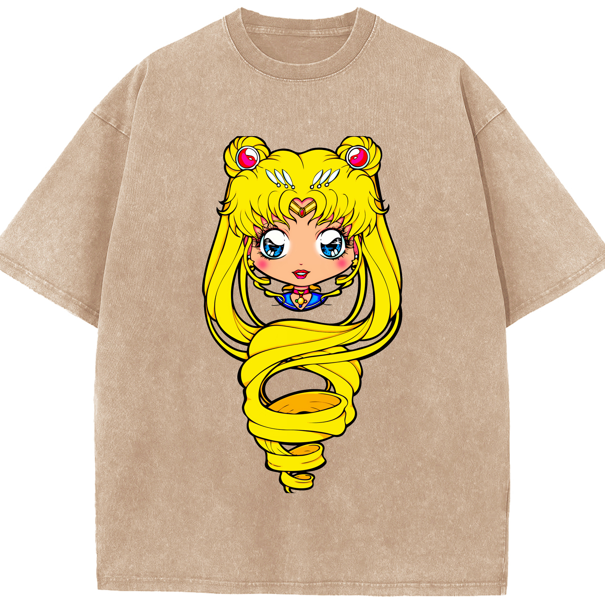 （画像用） 美少女戦士セーラームーン 月野 うさぎ つきの うさぎ Sailor Moon Tsukino Usagi 綿100% ヴィンテージ風 半袖Tシャツ（フロントプリント）