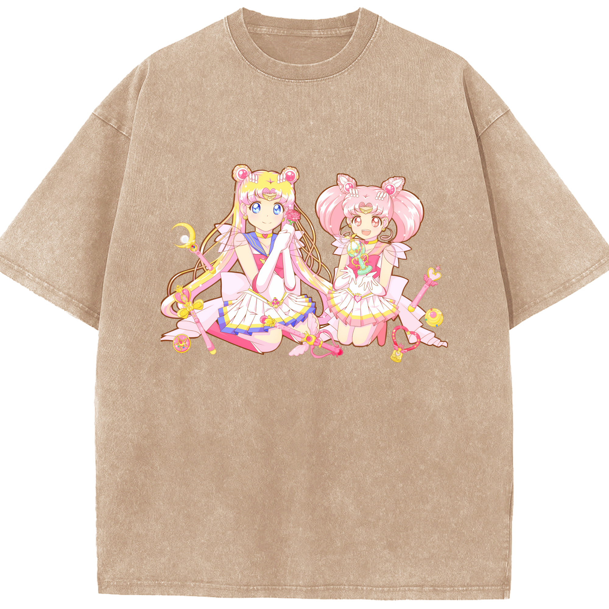 （画像用） 美少女戦士セーラームーン 月野 うさぎ つきの うさぎ Sailor Moon Tsukino Usagi 綿100% ヴィンテージ風 半袖Tシャツ（フロントプリント）