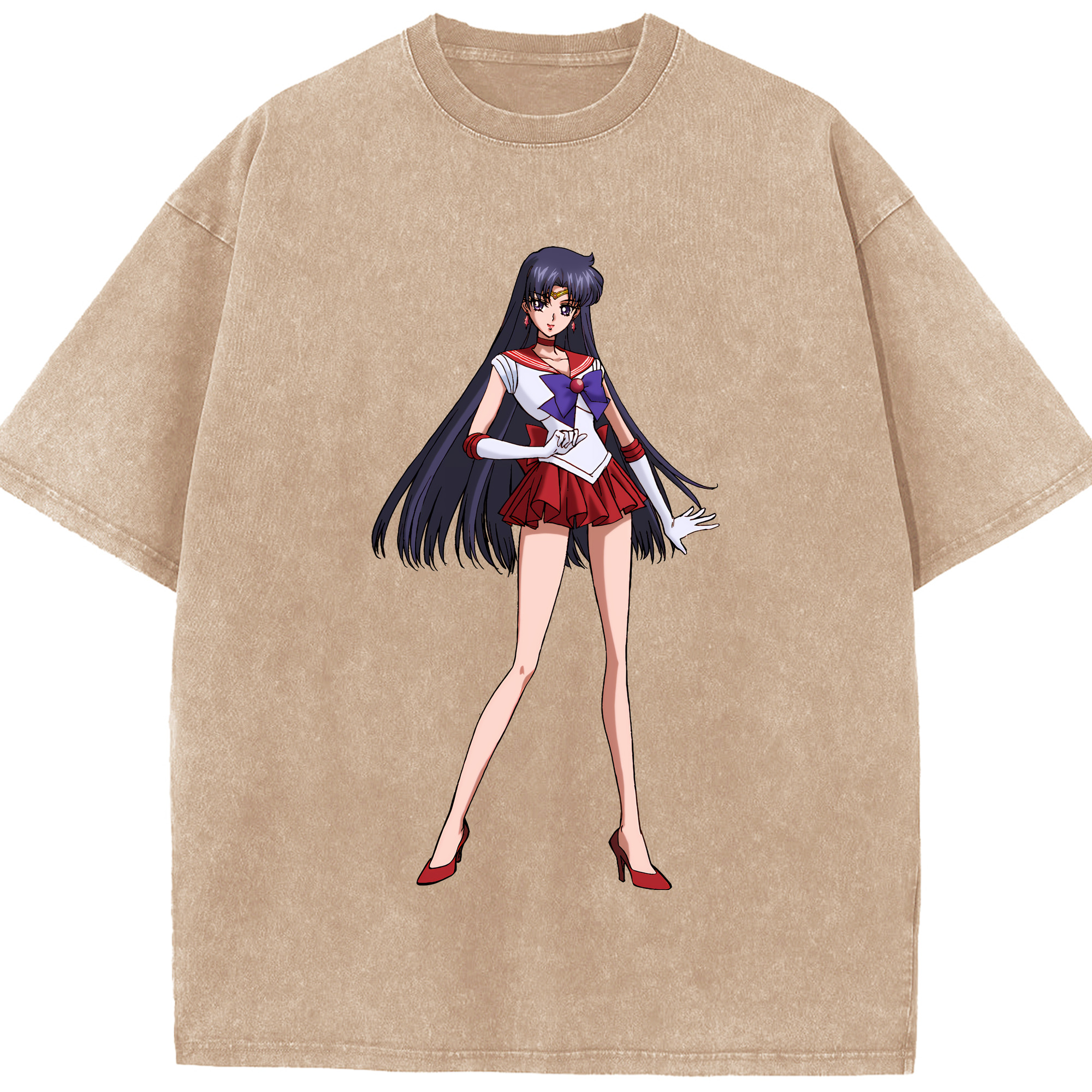 （画像用） 美少女戦士セーラームーン 火野レイ ひの レイ Sailor Moon Hino Rei （セーラーマーズ,Sailor Mars） 綿100% ヴィンテージ風 半袖Tシャツ（フロントプリント）