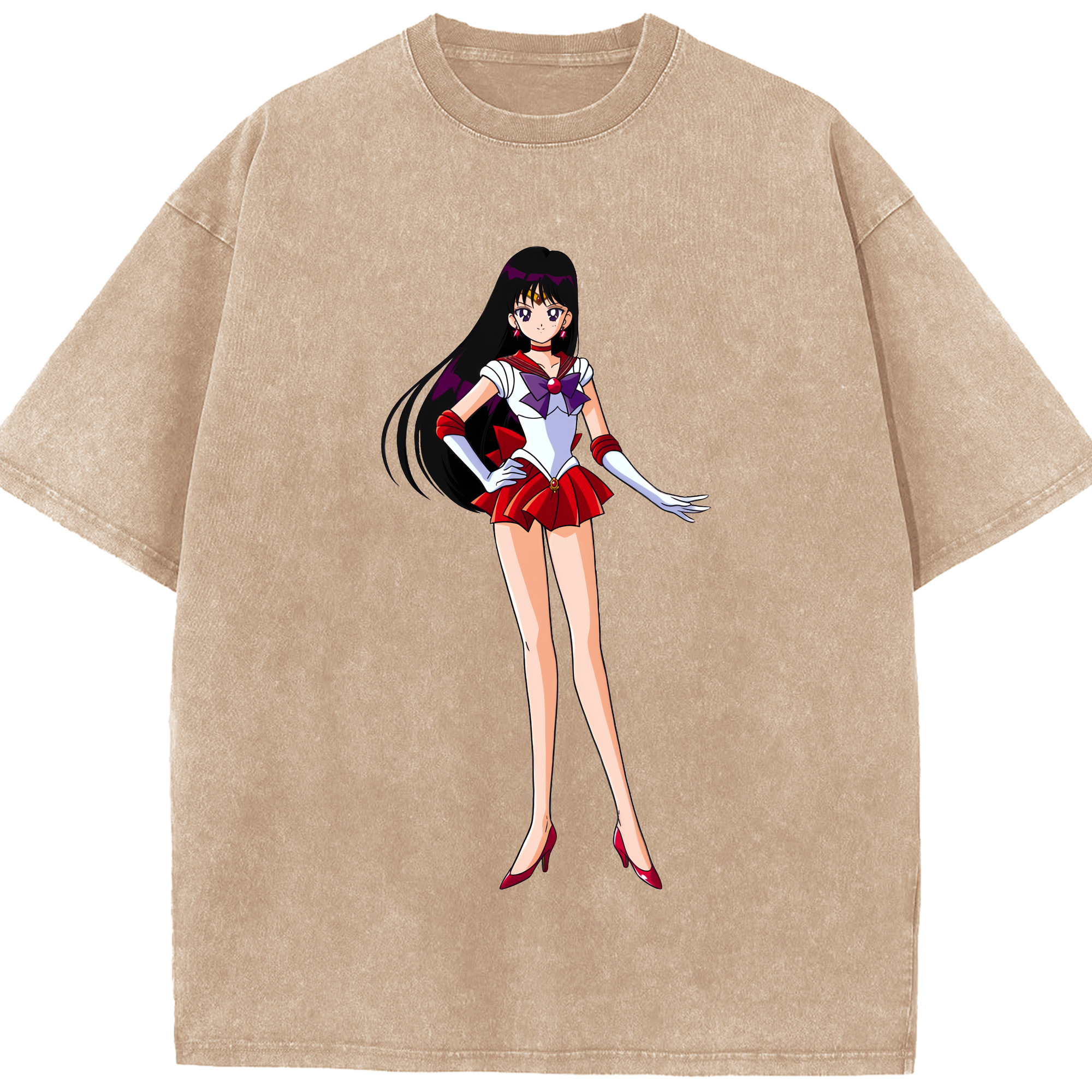 （画像用） 美少女戦士セーラームーン 火野レイ ひの レイ Sailor Moon Hino Rei （セーラーマーズ,Sailor Mars） 綿100% ヴィンテージ風 半袖Tシャツ（フロントプリント）