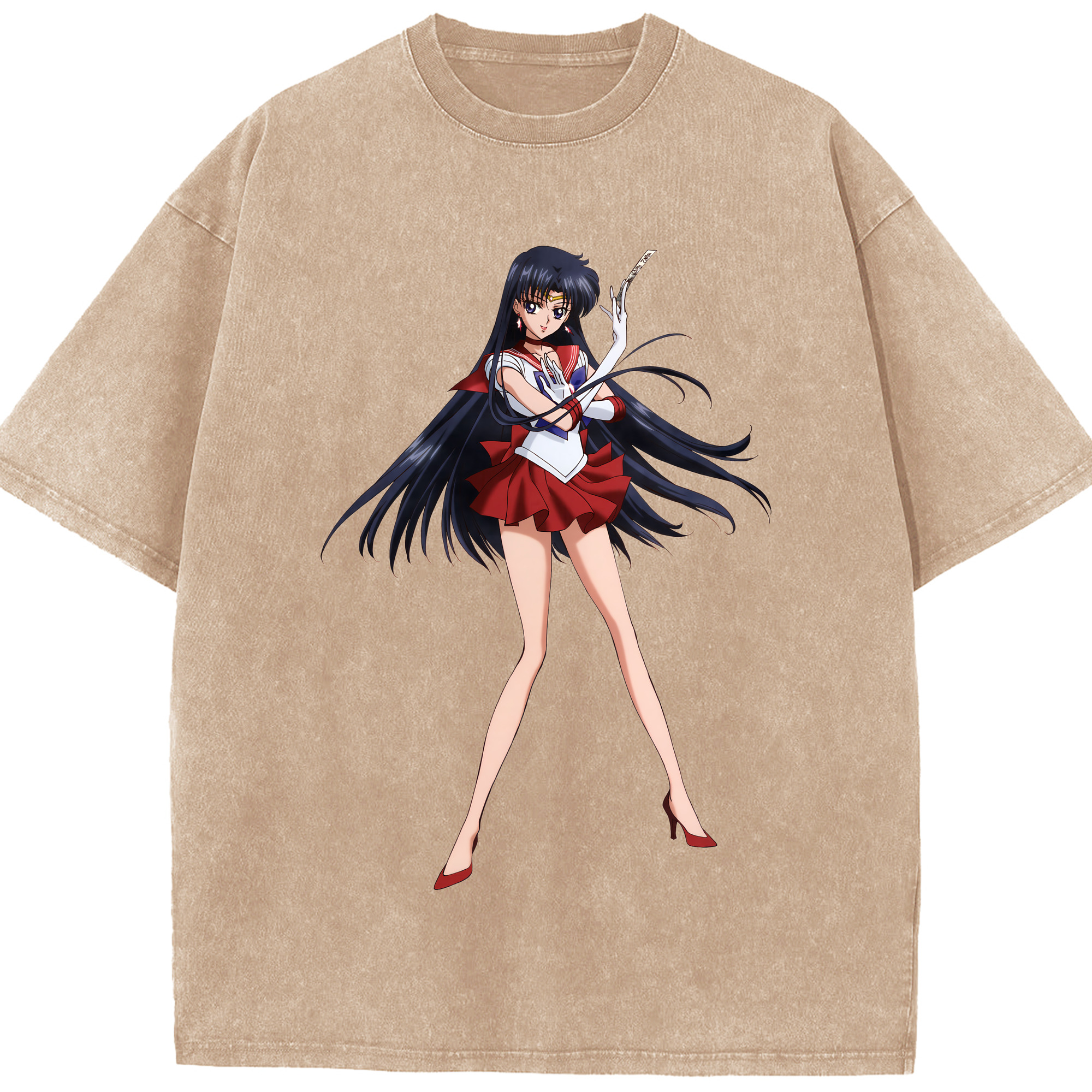 （画像用） 美少女戦士セーラームーン 火野レイ ひの レイ Sailor Moon Hino Rei （セーラーマーズ,Sailor Mars） 綿100% ヴィンテージ風 半袖Tシャツ（フロントプリント）