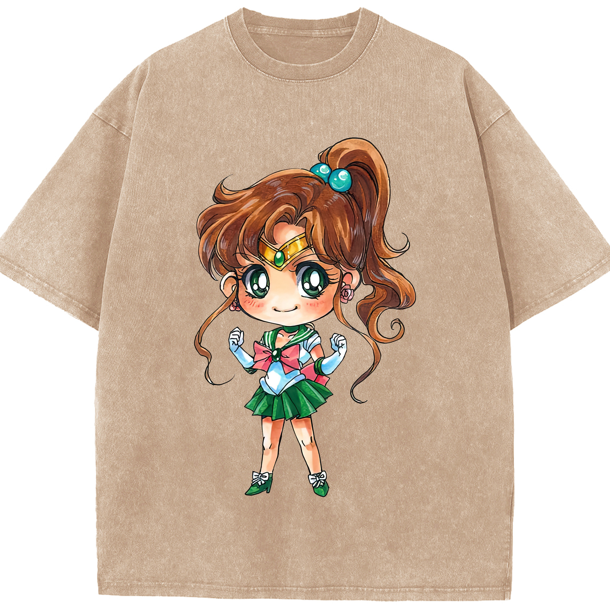 （画像用） 美少女戦士セーラームーン 木野 まこと きの まこと Sailor Moon Kino Makoto （セーラージュピター；Sailor Jupiter） 綿100% ヴィンテージ風 半袖Tシャツ（フロントプリント）