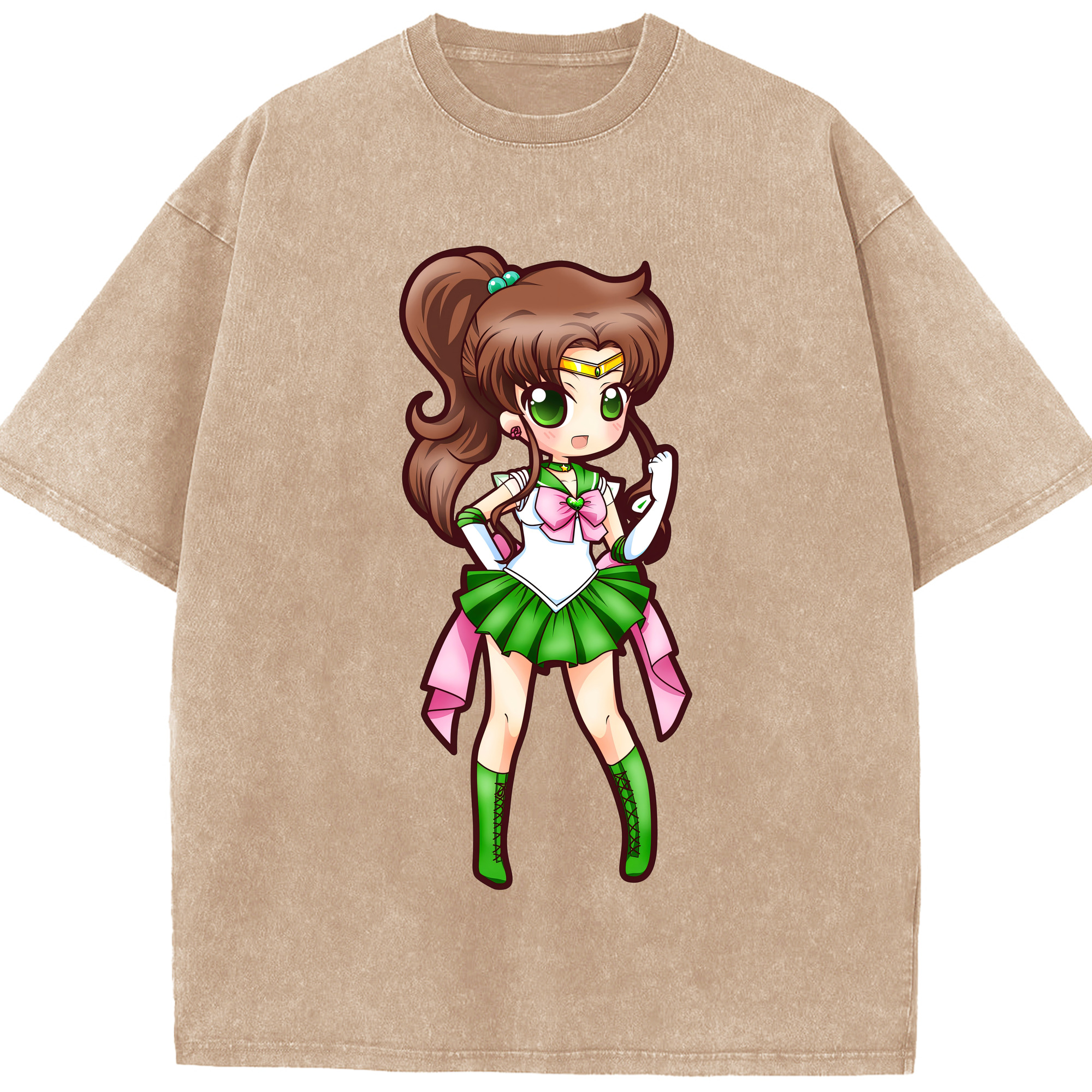 （画像用） 美少女戦士セーラームーン 木野 まこと きの まこと Sailor Moon Kino Makoto （セーラージュピター；Sailor Jupiter） 綿100% ヴィンテージ風 半袖Tシャツ（フロントプリント）
