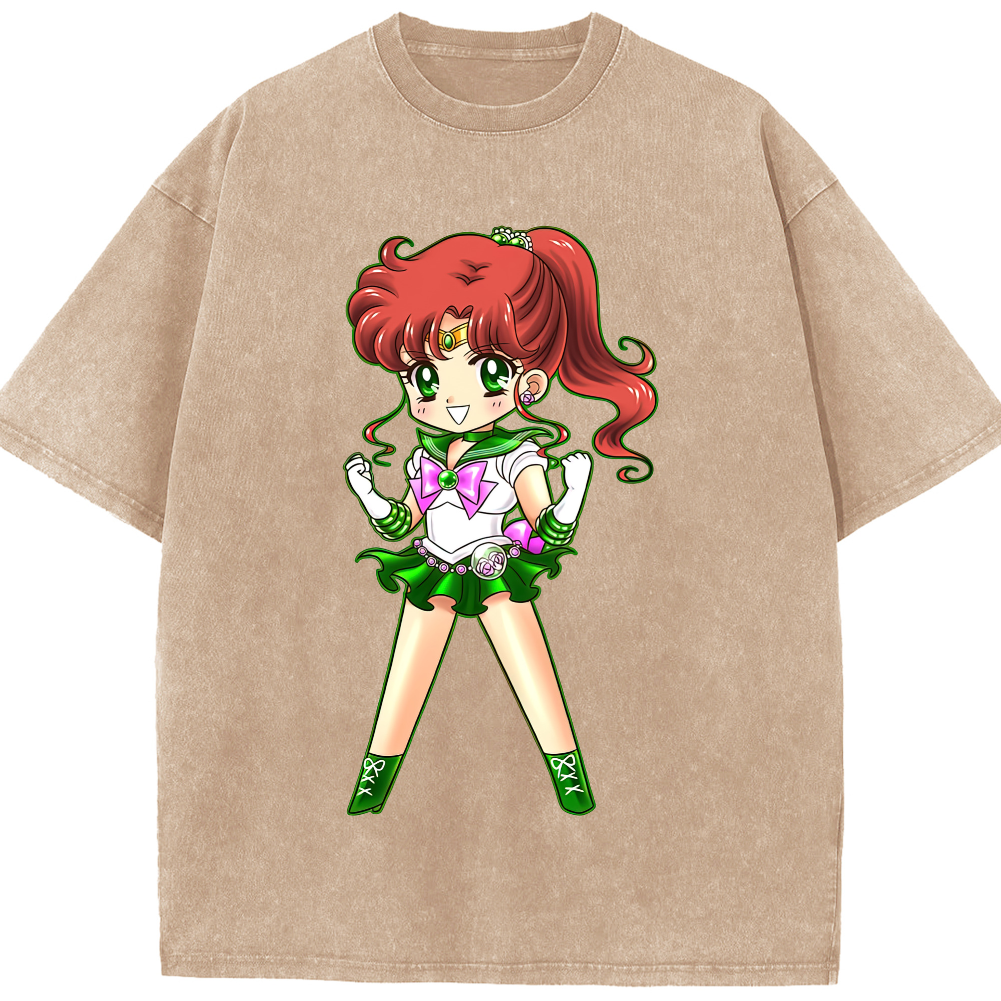（画像用） 美少女戦士セーラームーン 木野 まこと きの まこと Sailor Moon Kino Makoto （セーラージュピター；Sailor Jupiter） 綿100% ヴィンテージ風 半袖Tシャツ（フロントプリント）