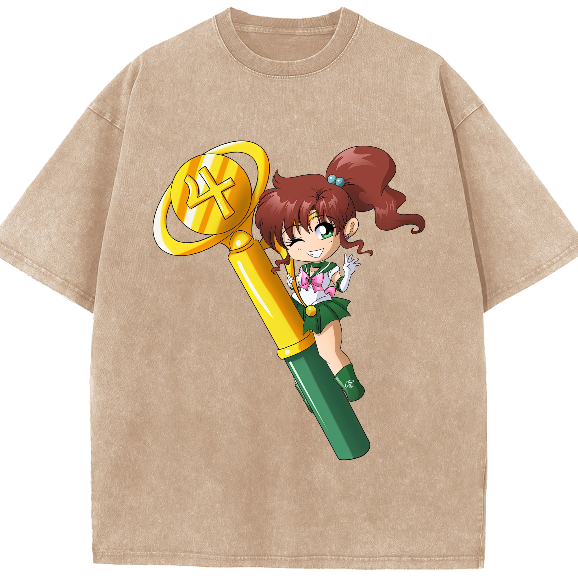 （画像用） 美少女戦士セーラームーン 木野 まこと きの まこと Sailor Moon Kino Makoto （セーラージュピター；Sailor Jupiter） 綿100% ヴィンテージ風 半袖Tシャツ（フロントプリント）