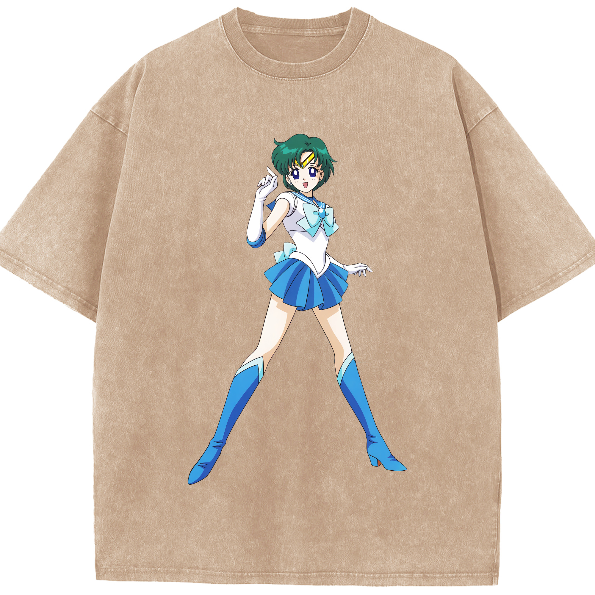（画像用） 美少女戦士セーラームーン 海王 みちる（かいおう みちる） Sailor Moon Kaiou Michiru 綿100% ヴィンテージ風 半袖Tシャツ（フロントプリント）