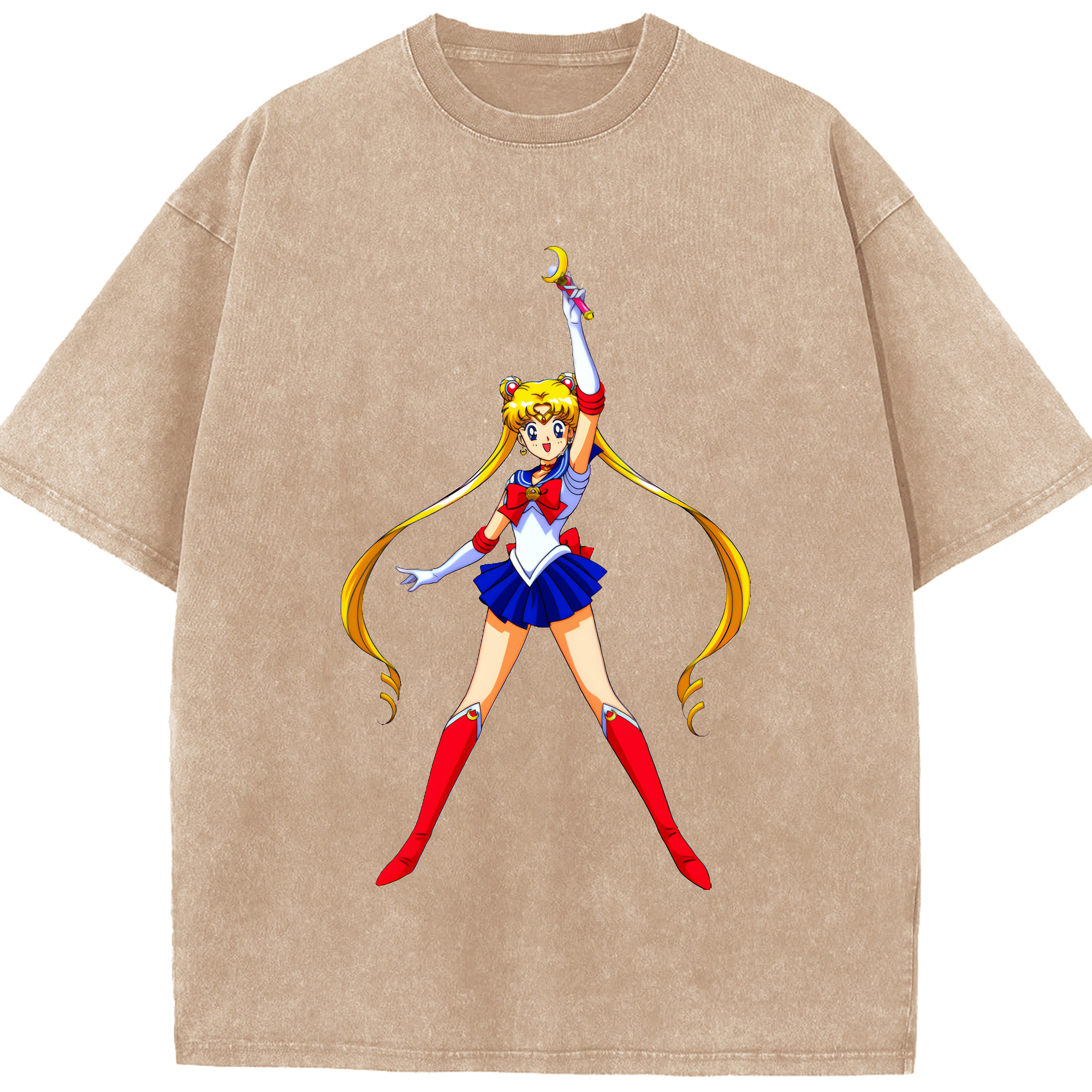 （画像用） 美少女戦士セーラームーン 月野 うさぎ つきの うさぎ Sailor Moon Tsukino Usagi 綿100% ヴィンテージ風 半袖Tシャツ（フロントプリント）