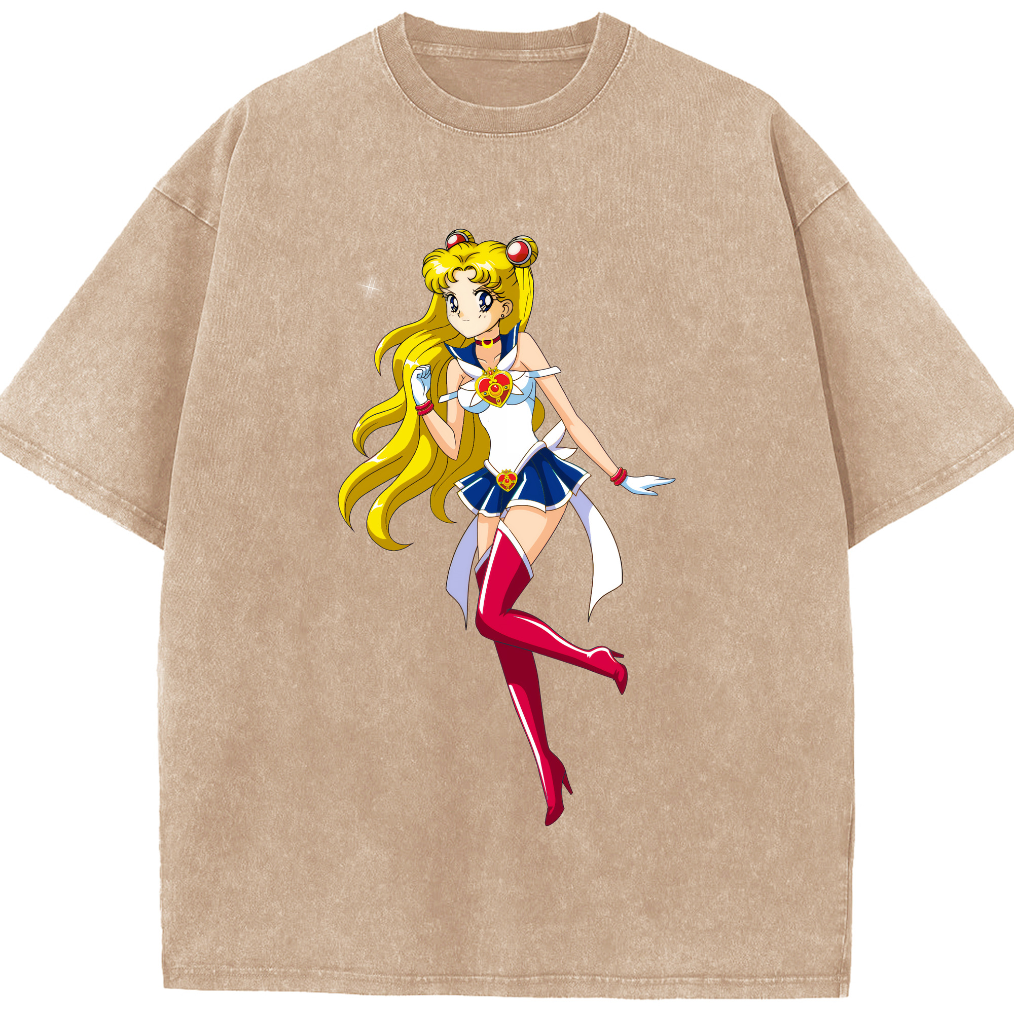 （画像用） 美少女戦士セーラームーン 月野 うさぎ つきの うさぎ Sailor Moon Tsukino Usagi 綿100% ヴィンテージ風 半袖Tシャツ（フロントプリント）