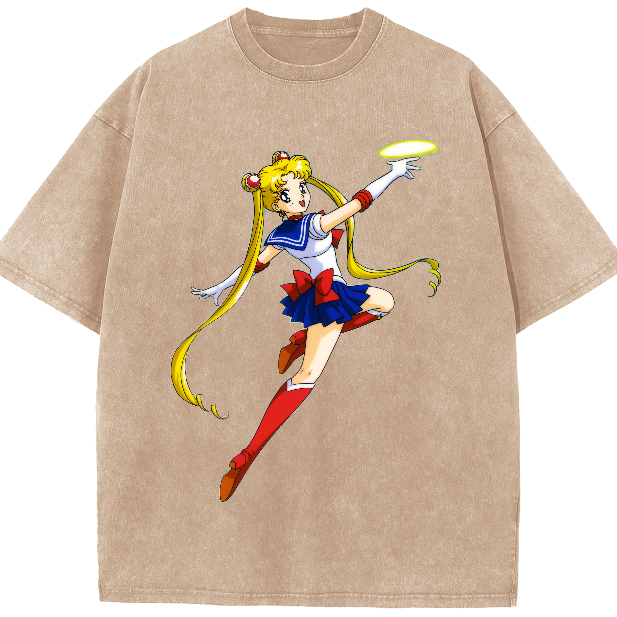 （画像用） 美少女戦士セーラームーン 月野 うさぎ つきの うさぎ Sailor Moon Tsukino Usagi 綿100% ヴィンテージ風 半袖Tシャツ（フロントプリント）