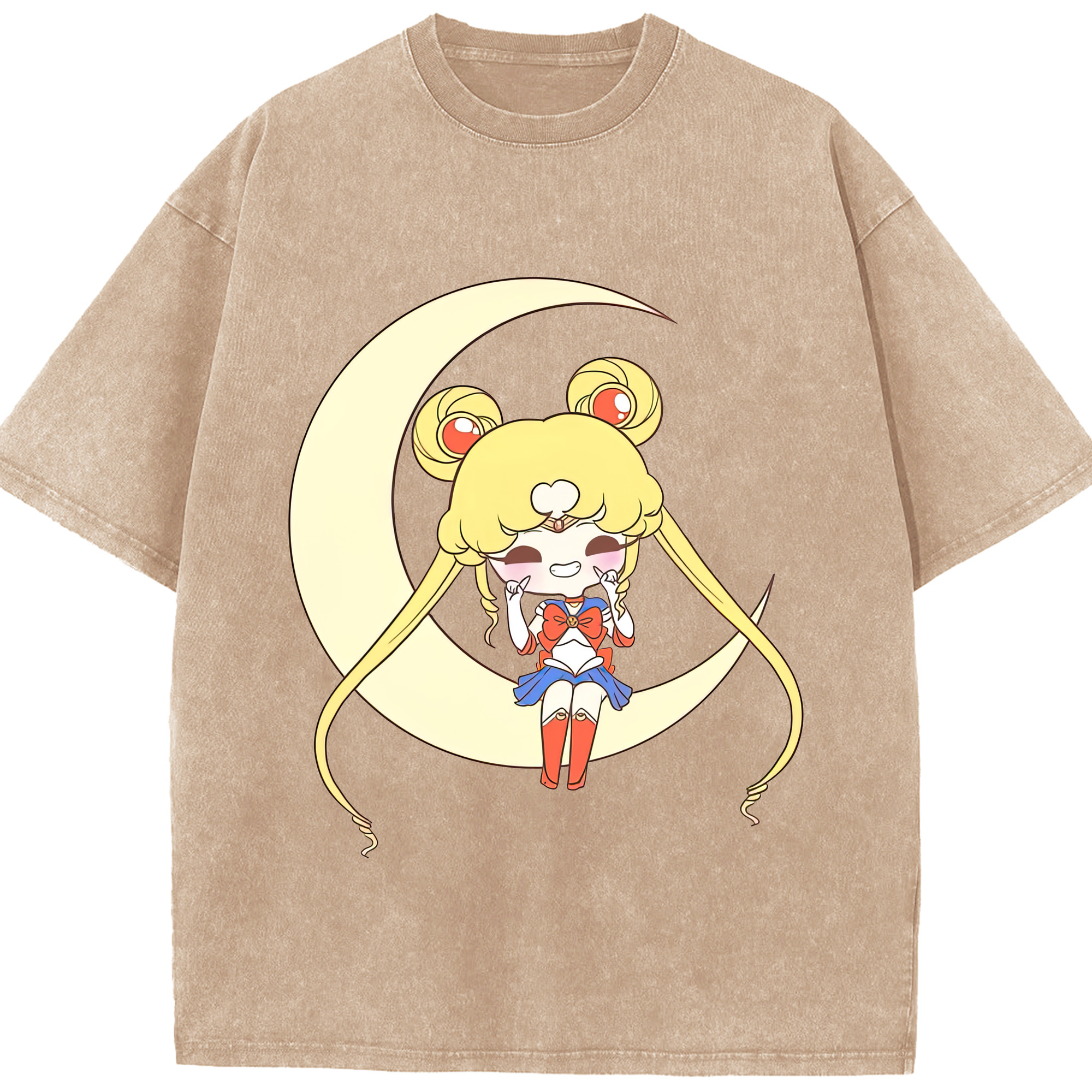 （画像用） 美少女戦士セーラームーン 月野 うさぎ つきの うさぎ Sailor Moon Tsukino Usagi 綿100% ヴィンテージ風 半袖Tシャツ（フロントプリント）