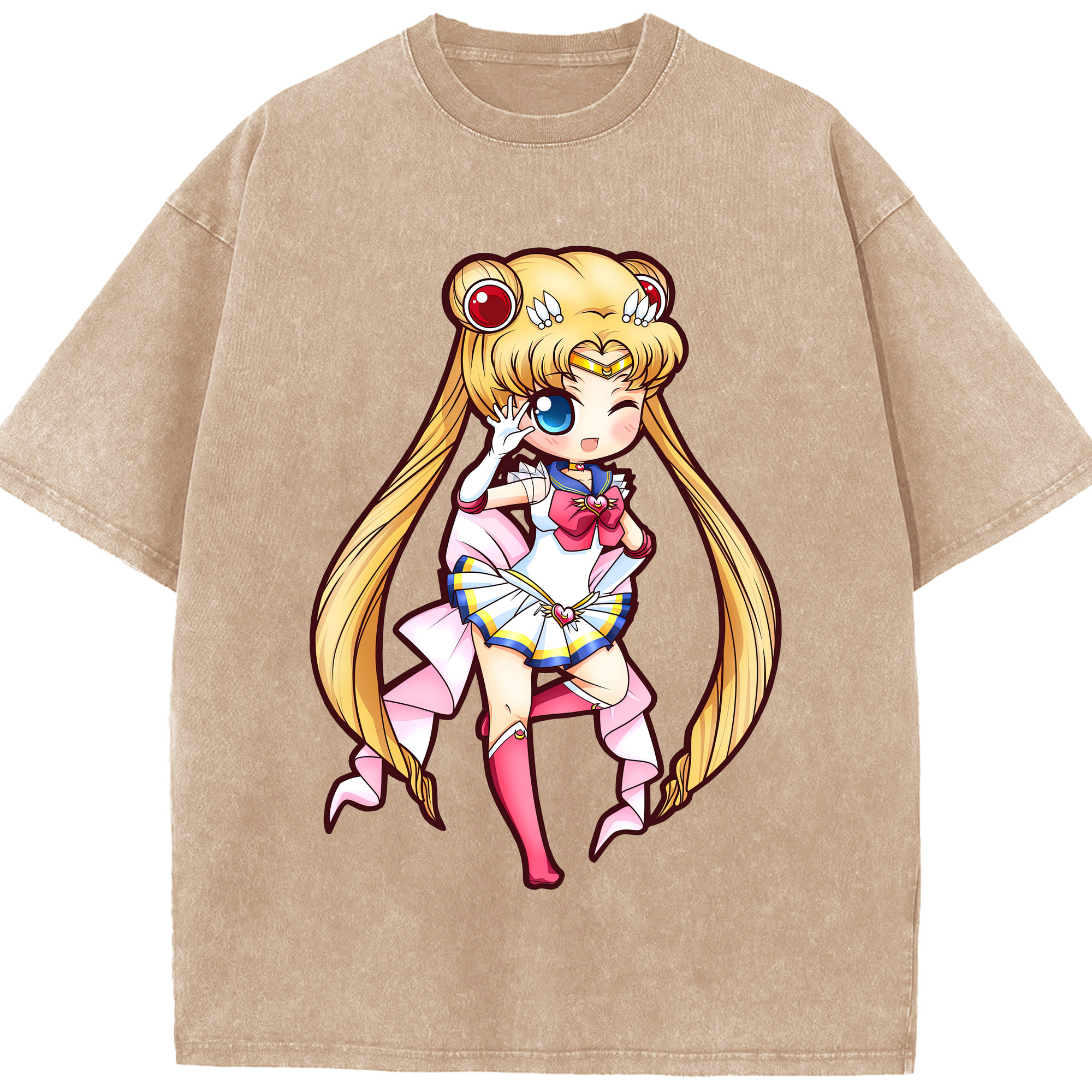 （画像用） 美少女戦士セーラームーン 月野 うさぎ つきの うさぎ Sailor Moon Tsukino Usagi 綿100% ヴィンテージ風 半袖Tシャツ（フロントプリント）