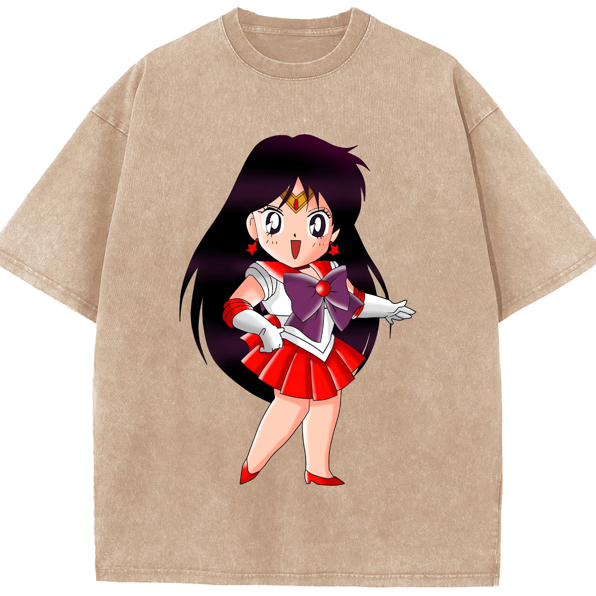 （画像用） 美少女戦士セーラームーン 火野レイ ひの レイ Sailor Moon Hino Rei （セーラーマーズ,Sailor Mars） 綿100% ヴィンテージ風 半袖Tシャツ（フロントプリント）