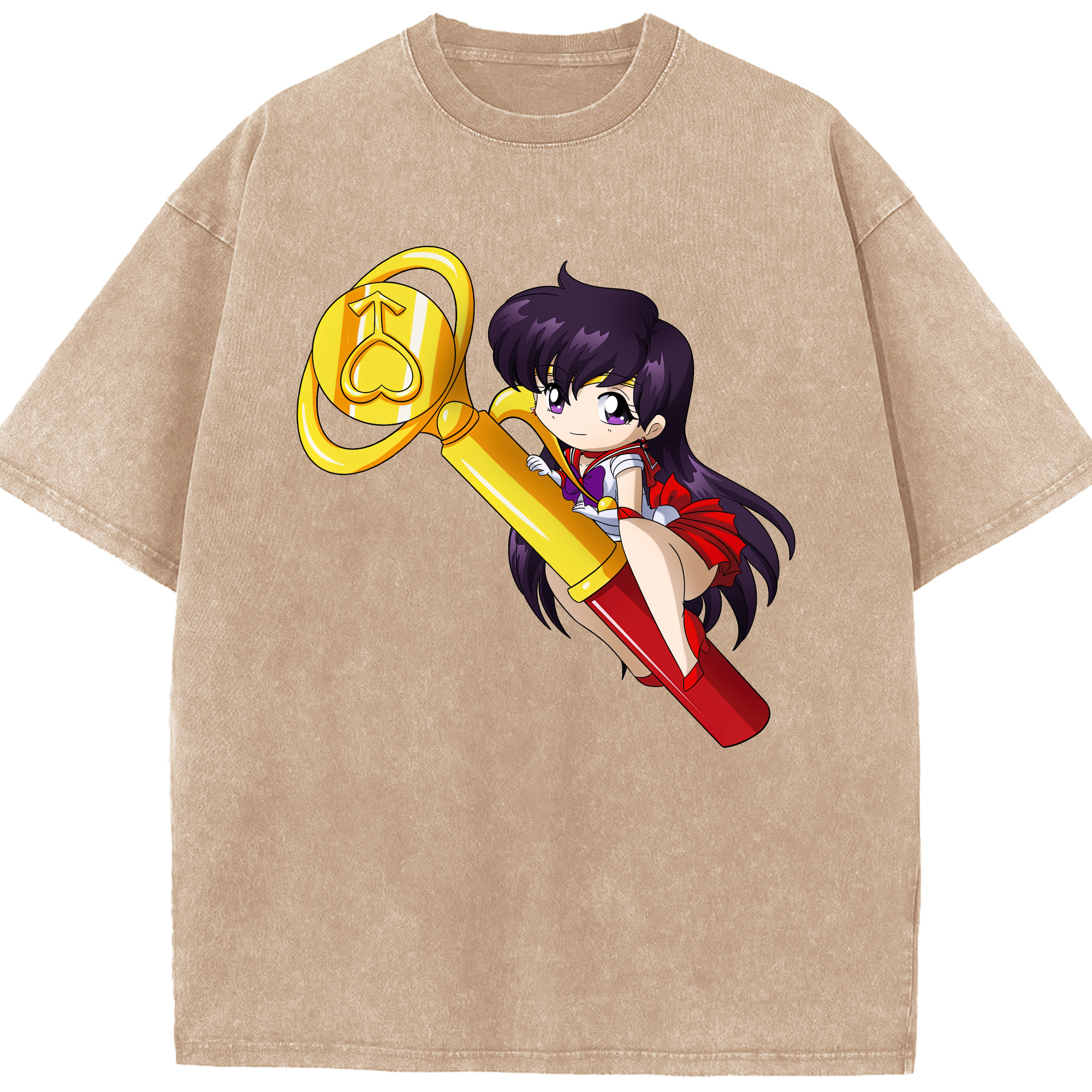 （画像用） 美少女戦士セーラームーン 火野レイ ひの レイ Sailor Moon Hino Rei （セーラーマーズ,Sailor Mars） 綿100% ヴィンテージ風 半袖Tシャツ（フロントプリント）