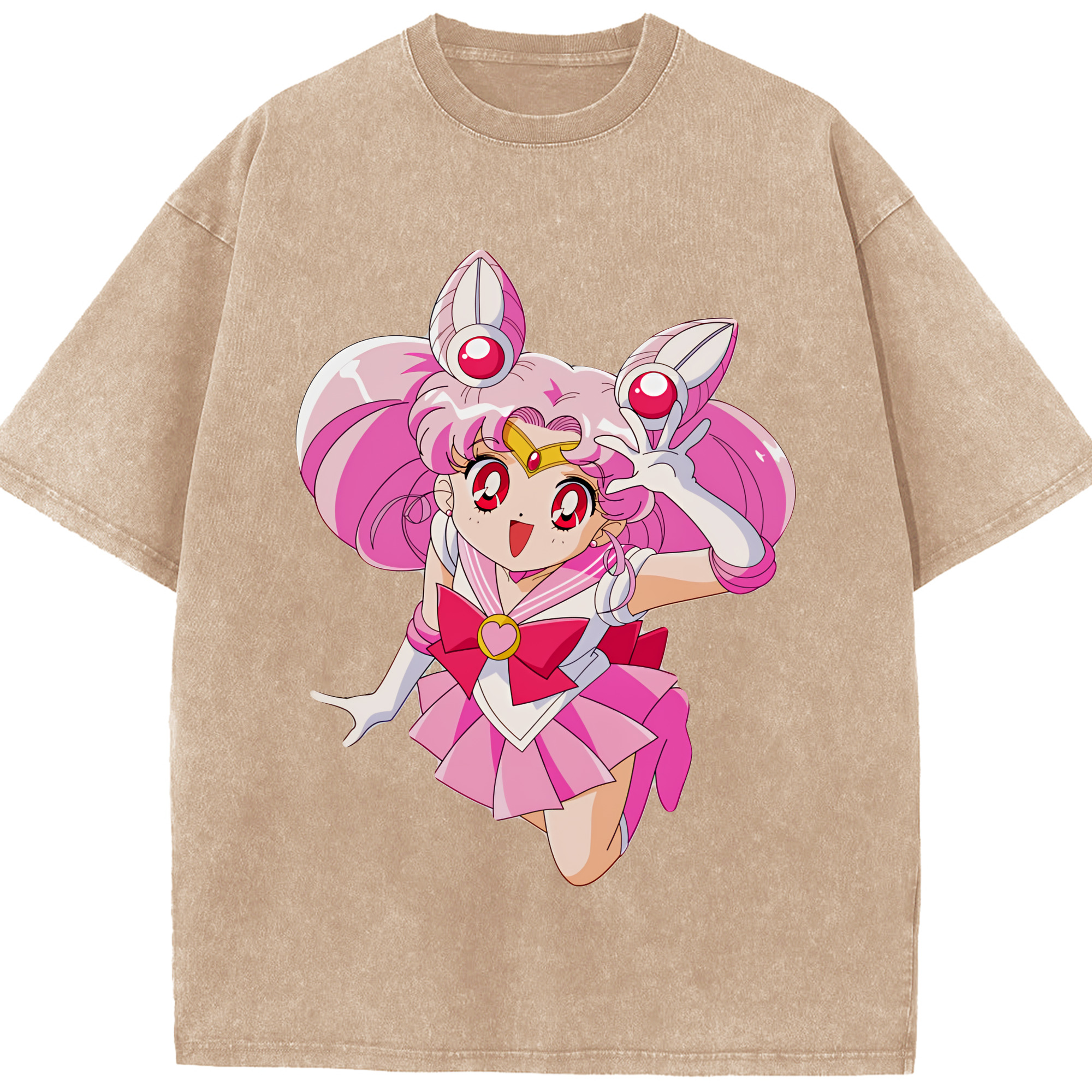 （画像用） 美少女戦士セーラームーン ちびうさ Sailor Moon Chibiusa Tsukino Usagi Small Lady Serenity 綿100% ヴィンテージ風 半袖Tシャツ（フロントプリント）