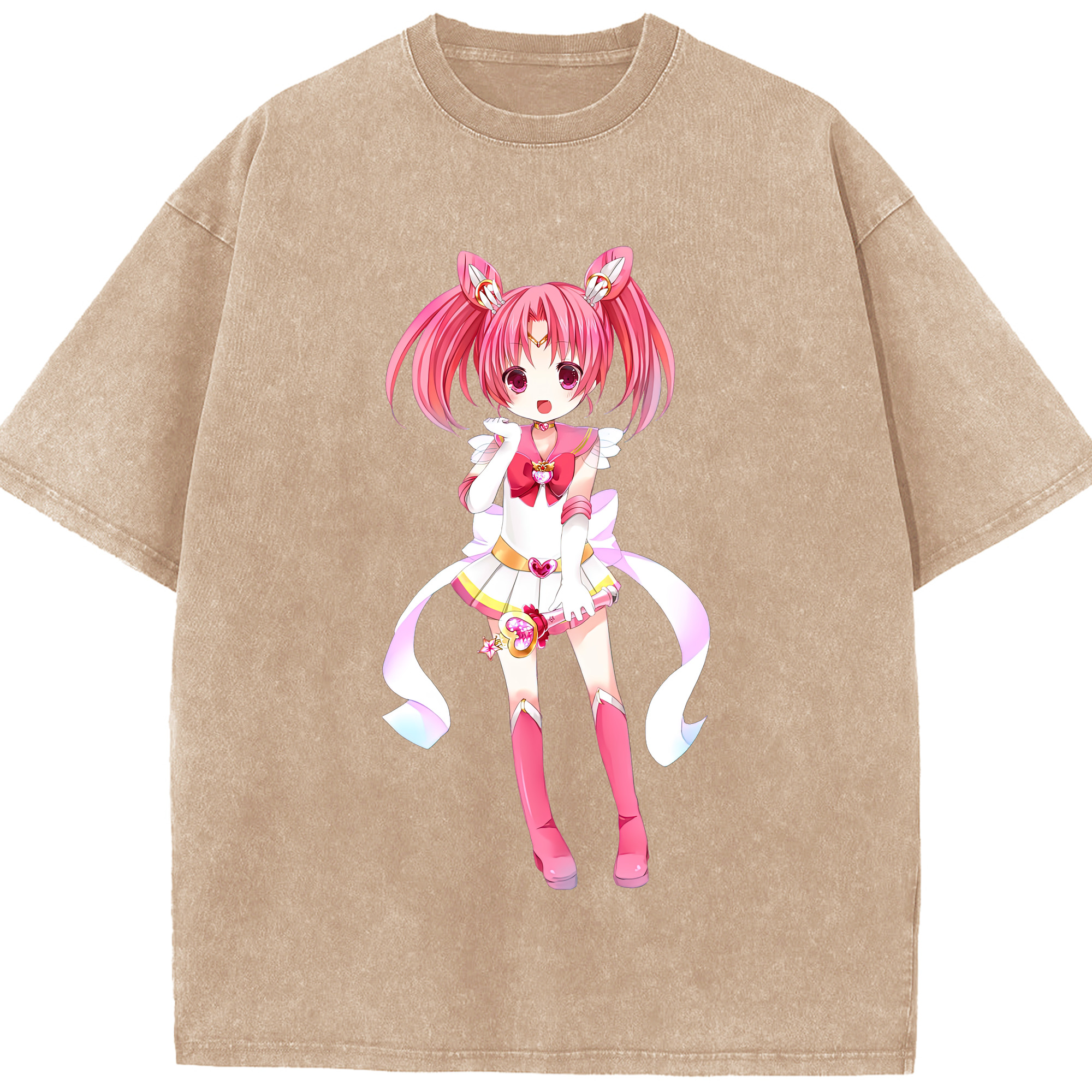 （画像用） 美少女戦士セーラームーン ちびうさ Sailor Moon Chibiusa Tsukino Usagi Small Lady Serenity 綿100% ヴィンテージ風 半袖Tシャツ（フロントプリント）