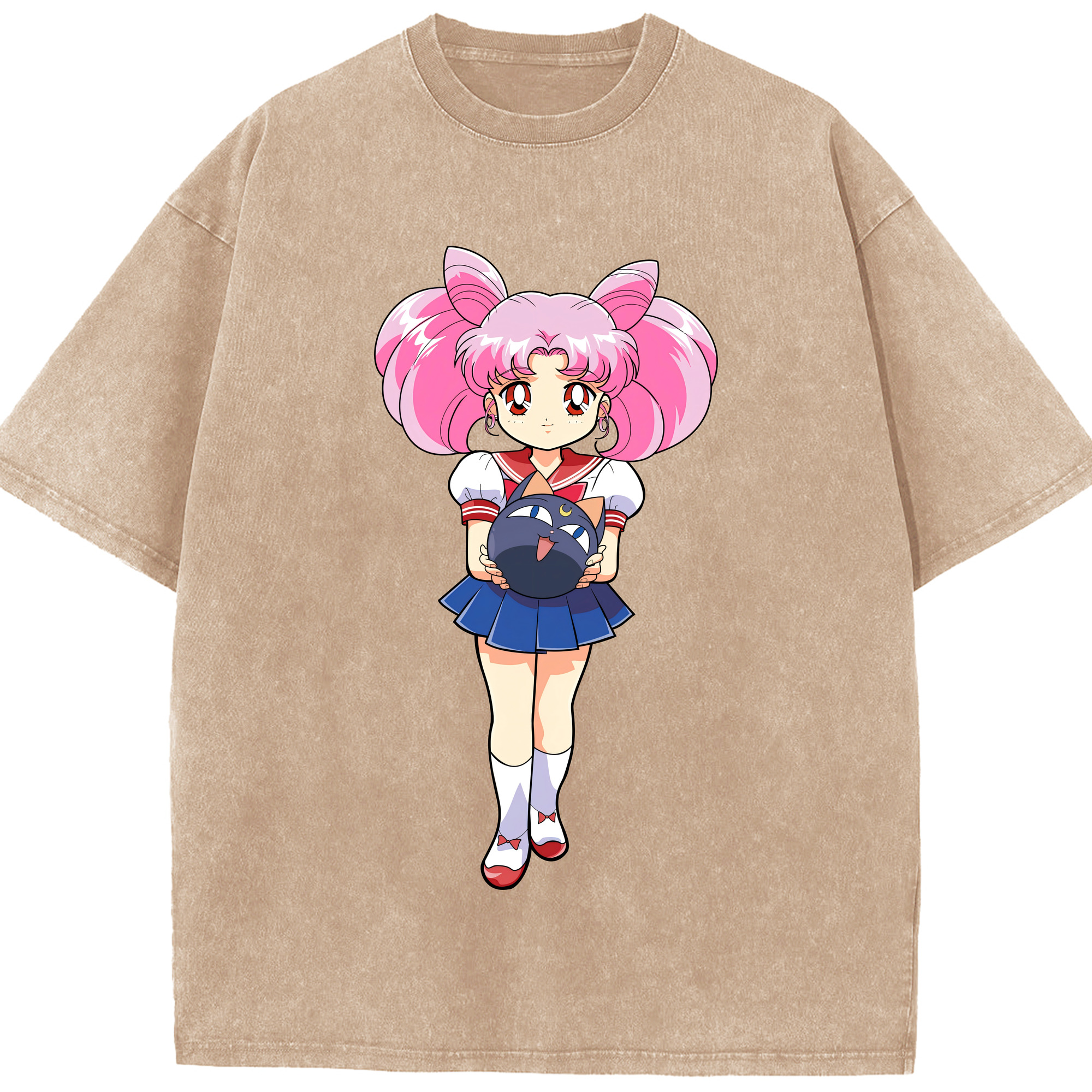 （画像用） 美少女戦士セーラームーン ちびうさ Sailor Moon Chibiusa Tsukino Usagi Small Lady Serenity 綿100% ヴィンテージ風 半袖Tシャツ（フロントプリント）