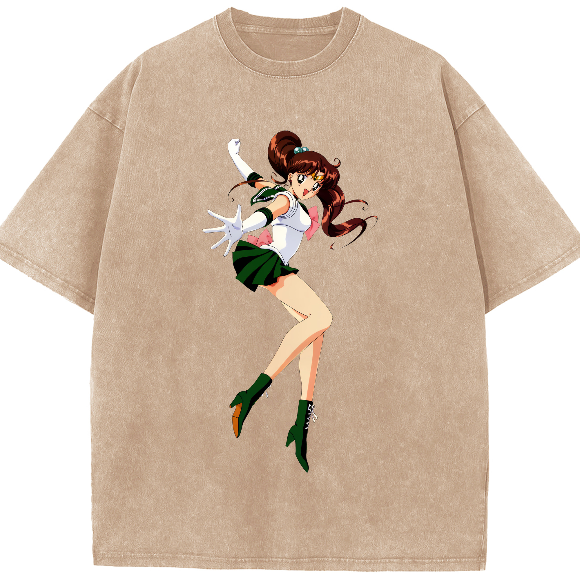 （画像用） 美少女戦士セーラームーン 木野 まこと きの まこと Sailor Moon Kino Makoto （セーラージュピター；Sailor Jupiter） 綿100% ヴィンテージ風 半袖Tシャツ（フロントプリント）