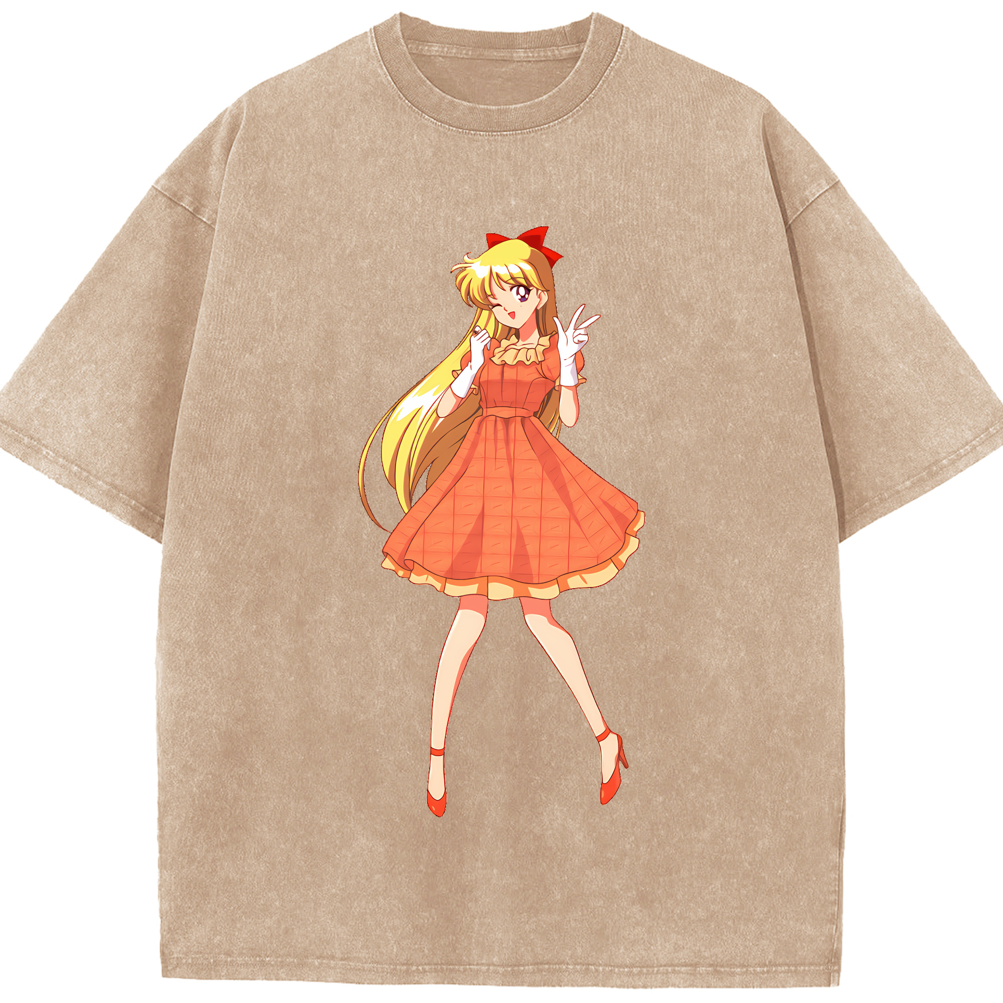 （画像用） 美少女戦士セーラームーン 愛野 美奈子 あいの みなこ Sailor Moon Aino Minako 綿100% ヴィンテージ風 半袖Tシャツ（フロントプリント）