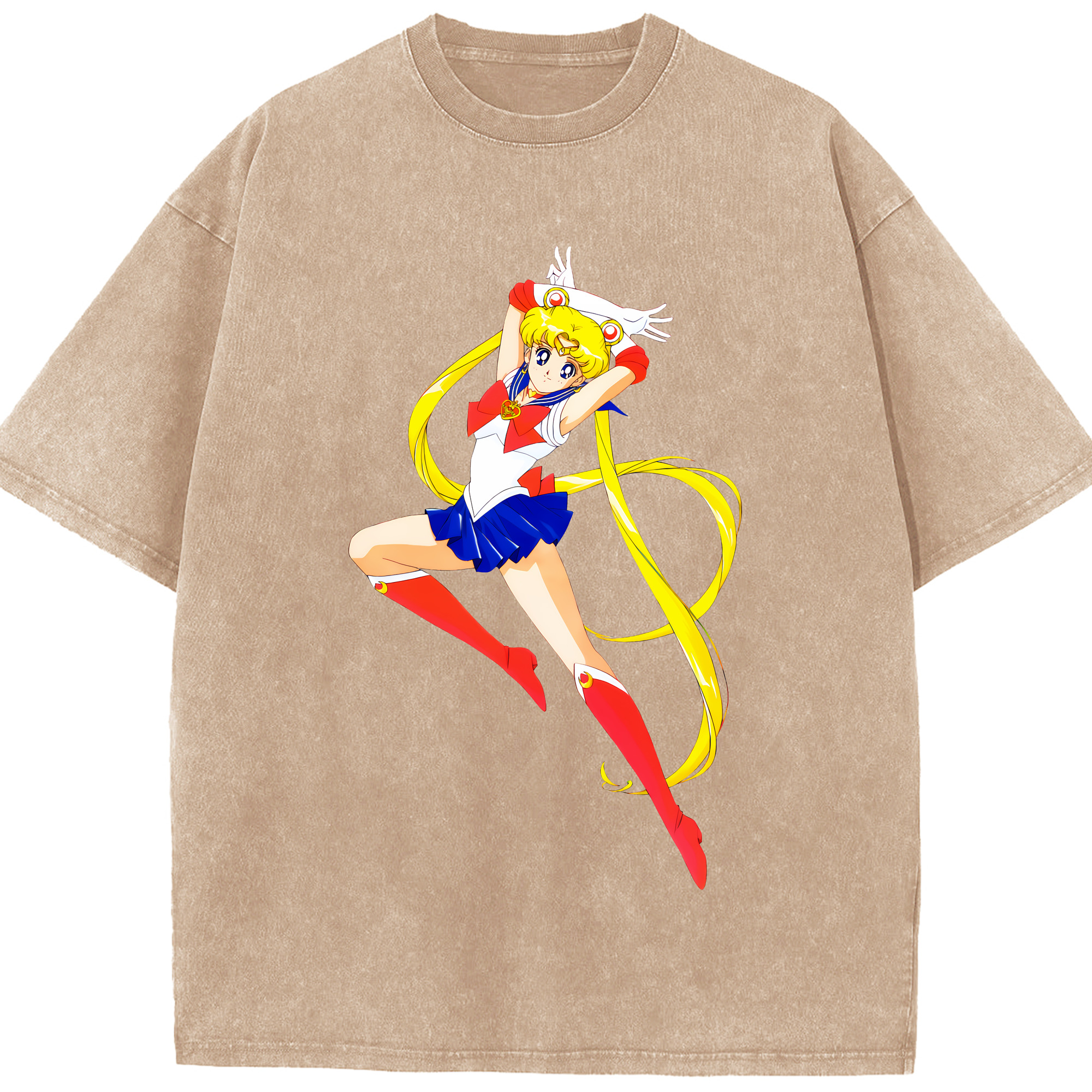 （画像用） 美少女戦士セーラームーン 月野 うさぎ つきの うさぎ Sailor Moon Tsukino Usagi 綿100% ヴィンテージ風 半袖Tシャツ（フロントプリント）