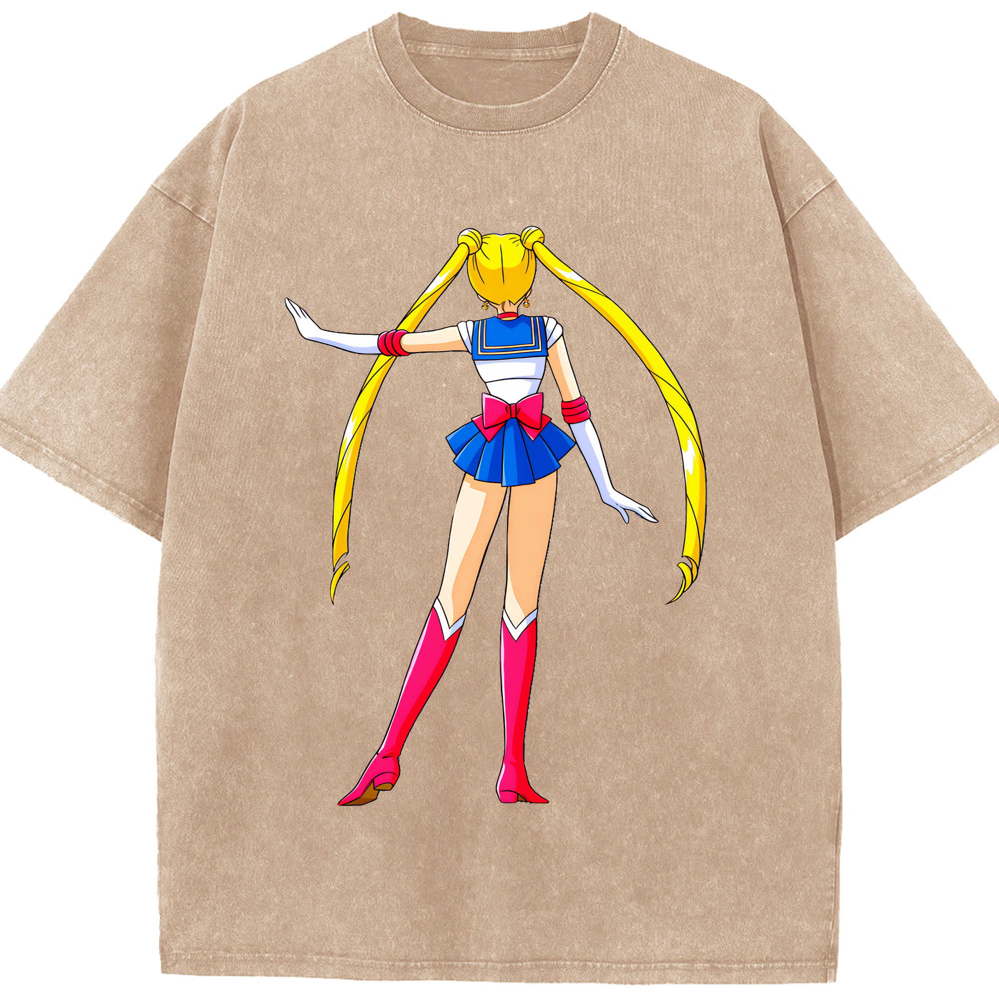 （画像用） 美少女戦士セーラームーン 月野 うさぎ つきの うさぎ Sailor Moon Tsukino Usagi 綿100% ヴィンテージ風 半袖Tシャツ（フロントプリント）
