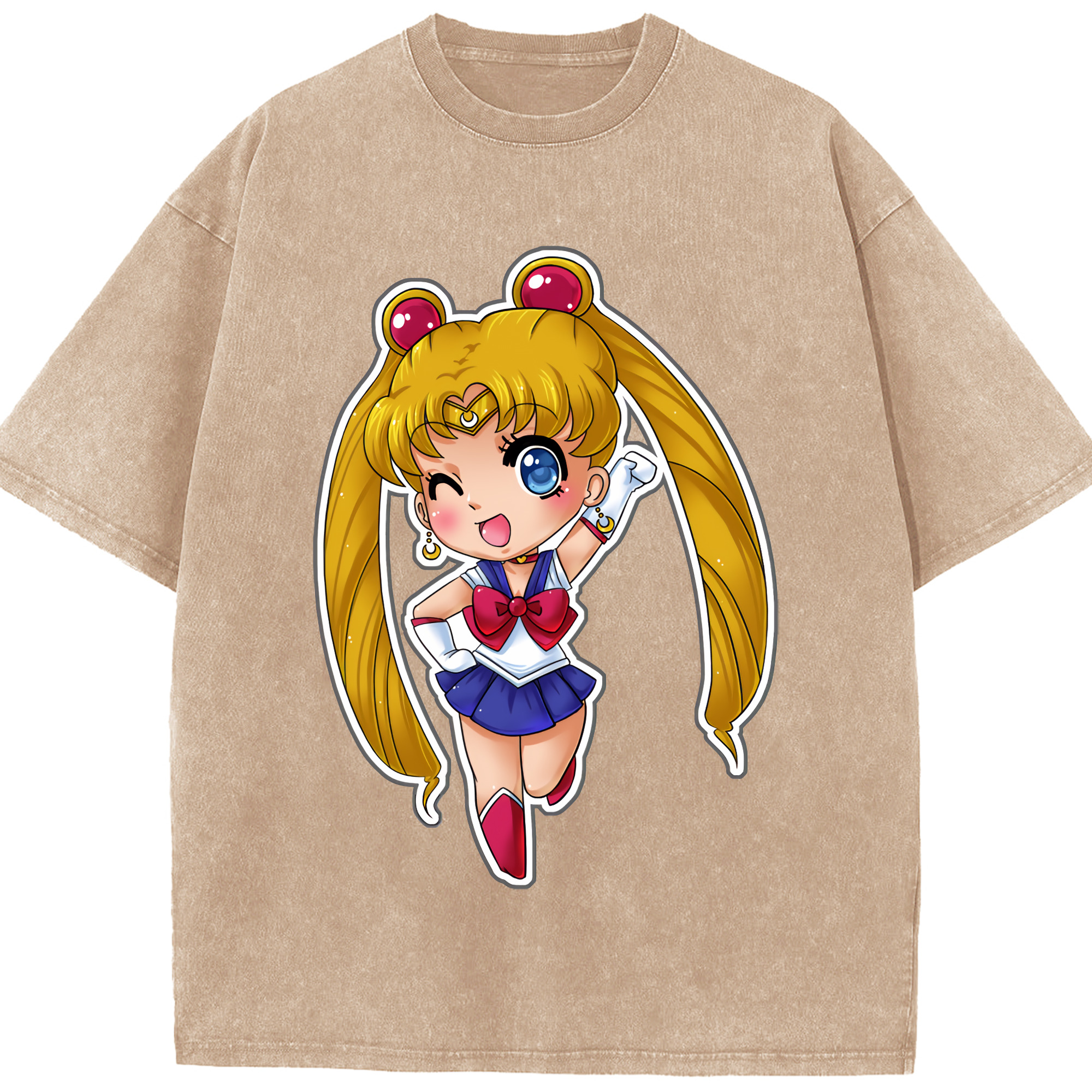 （画像用） 美少女戦士セーラームーン 月野 うさぎ つきの うさぎ Sailor Moon Tsukino Usagi 綿100% ヴィンテージ風 半袖Tシャツ（フロントプリント）