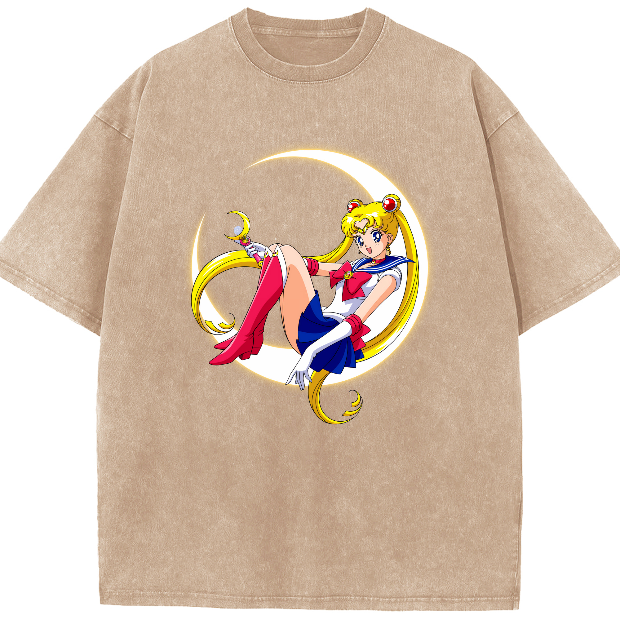 （画像用） 美少女戦士セーラームーン 月野 うさぎ つきの うさぎ Sailor Moon Tsukino Usagi 綿100% ヴィンテージ風 半袖Tシャツ（フロントプリント）