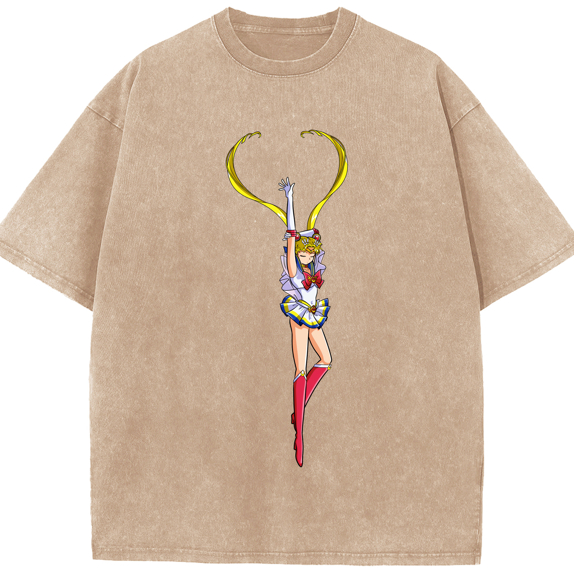 （画像用） 美少女戦士セーラームーン 月野 うさぎ つきの うさぎ Sailor Moon Tsukino Usagi 綿100% ヴィンテージ風 半袖Tシャツ（フロントプリント）