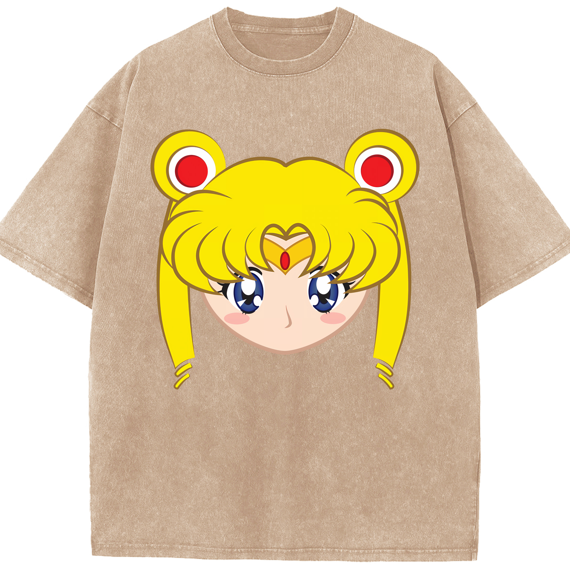 （画像用） 美少女戦士セーラームーン 月野 うさぎ つきの うさぎ Sailor Moon Tsukino Usagi 綿100% ヴィンテージ風 半袖Tシャツ（フロントプリント）