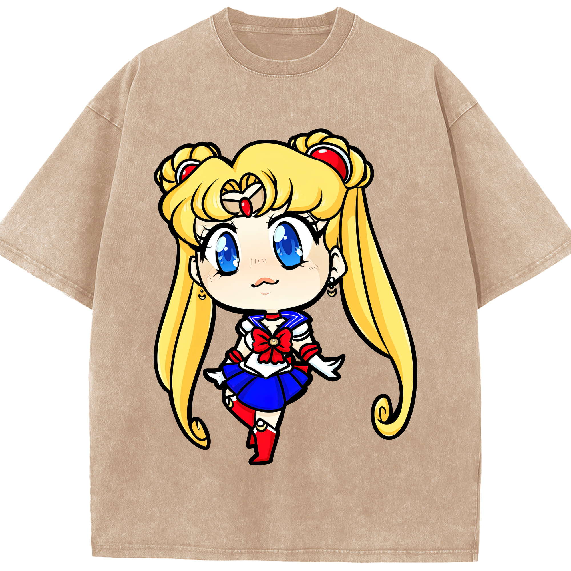 （画像用） 美少女戦士セーラームーン 月野 うさぎ つきの うさぎ Sailor Moon Tsukino Usagi 綿100% ヴィンテージ風 半袖Tシャツ（フロントプリント）