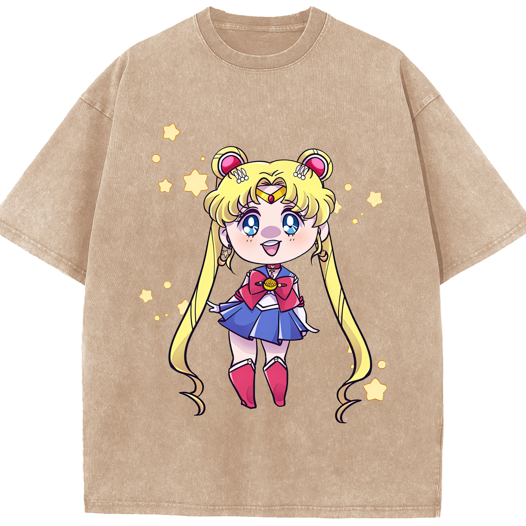 （画像用） 美少女戦士セーラームーン 月野 うさぎ つきの うさぎ Sailor Moon Tsukino Usagi 綿100% ヴィンテージ風 半袖Tシャツ（フロントプリント）