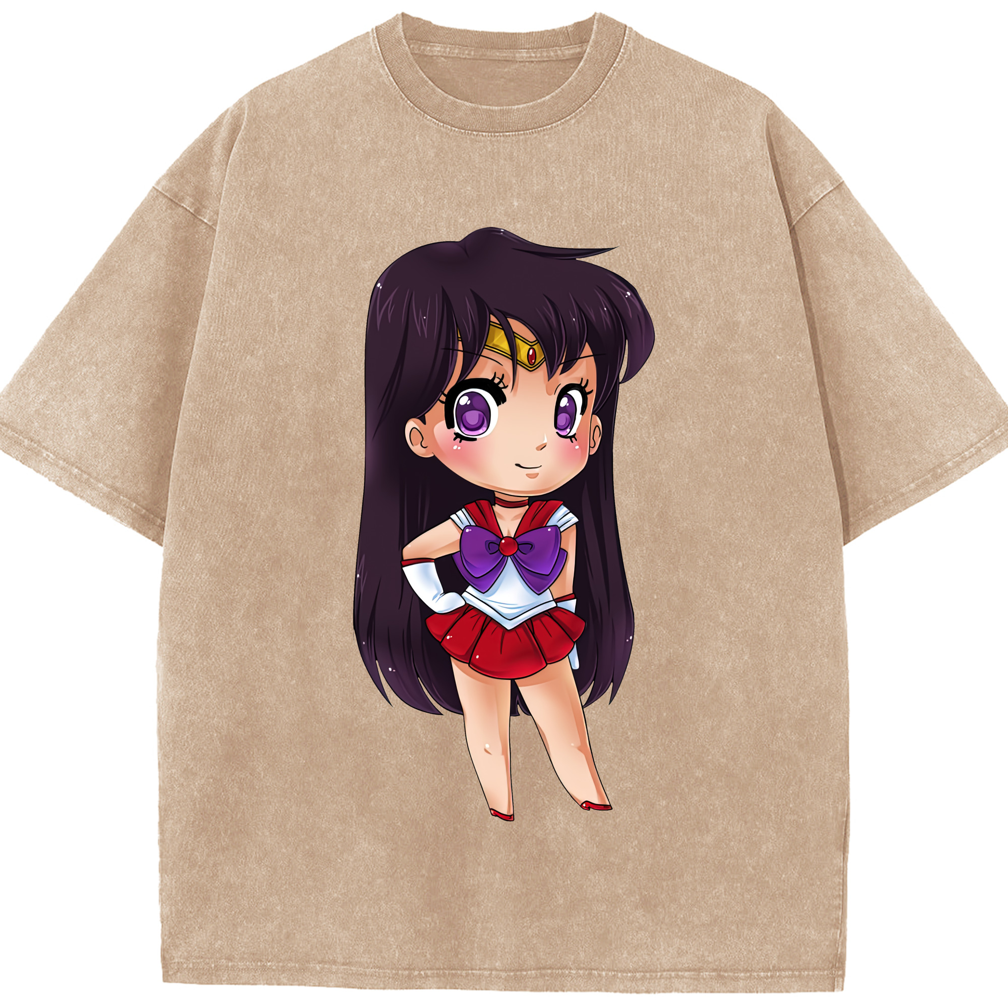 （画像用） 美少女戦士セーラームーン 火野レイ ひの レイ Sailor Moon Hino Rei （セーラーマーズ,Sailor Mars） 綿100% ヴィンテージ風 半袖Tシャツ（フロントプリント）