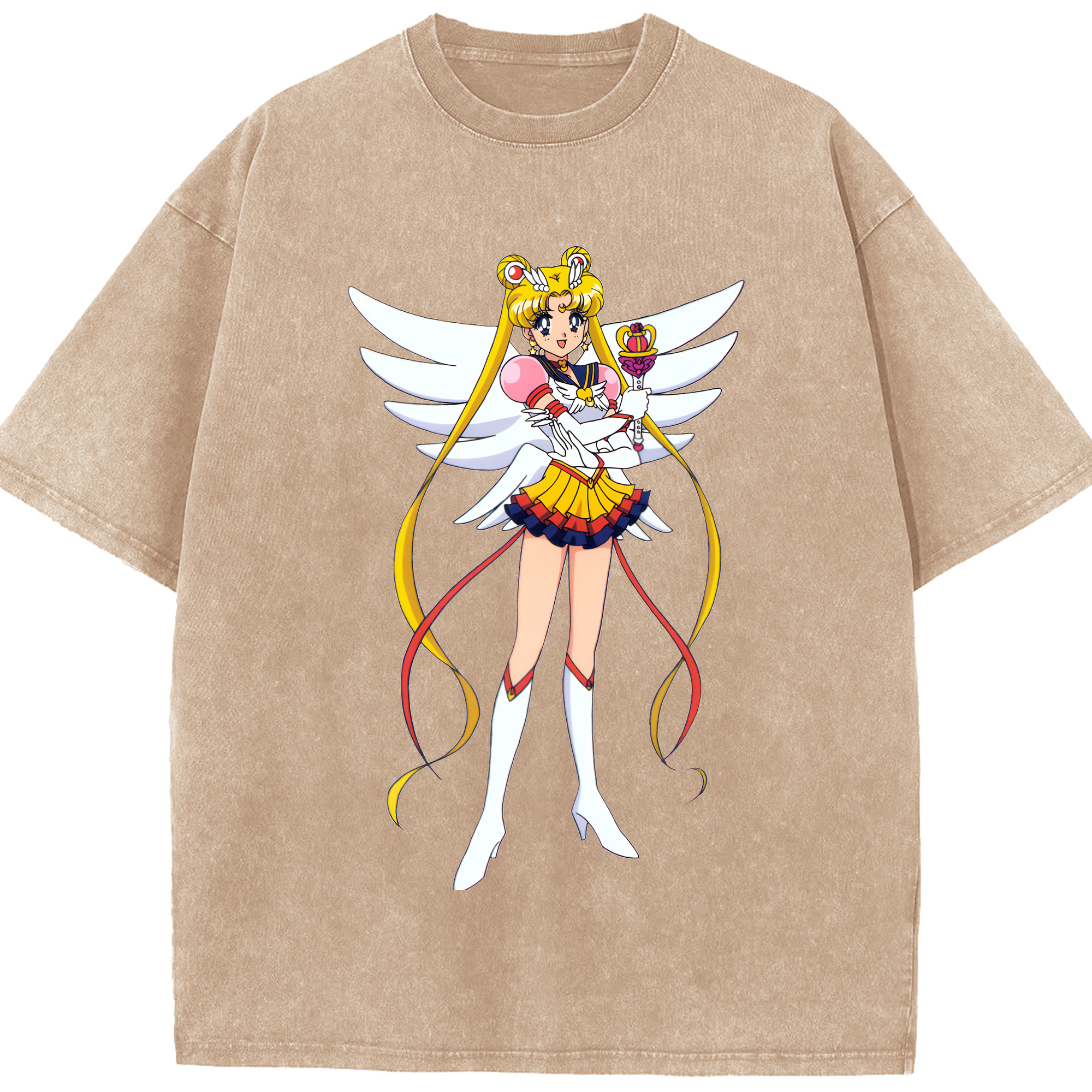 （画像用） 美少女戦士セーラームーン 月野 うさぎ つきの うさぎ Sailor Moon Tsukino Usagi 綿100% ヴィンテージ風 半袖Tシャツ（フロントプリント）