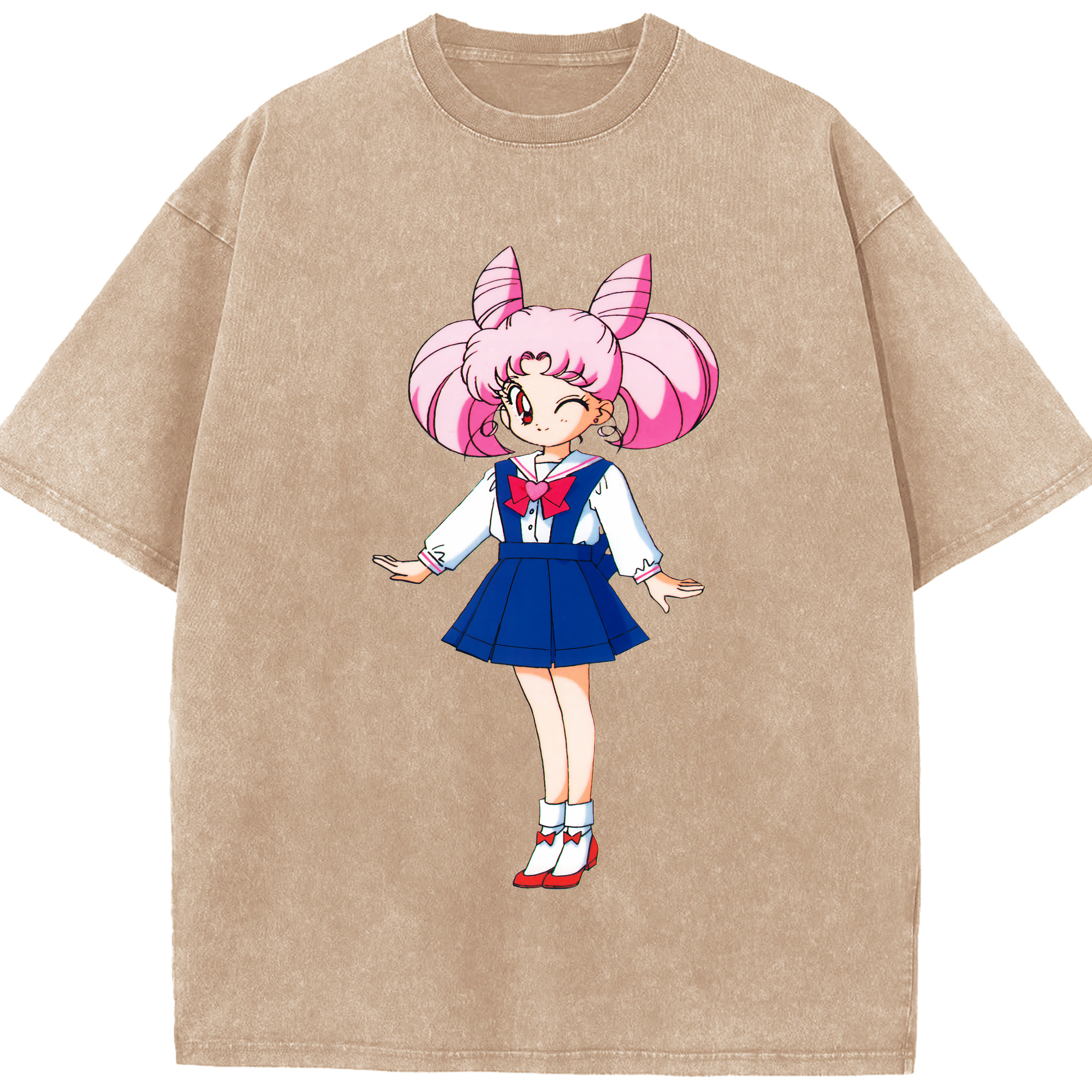 （画像用） 美少女戦士セーラームーン ちびうさ Sailor Moon Chibiusa Tsukino Usagi Small Lady Serenity 綿100% ヴィンテージ風 半袖Tシャツ（フロントプリント）