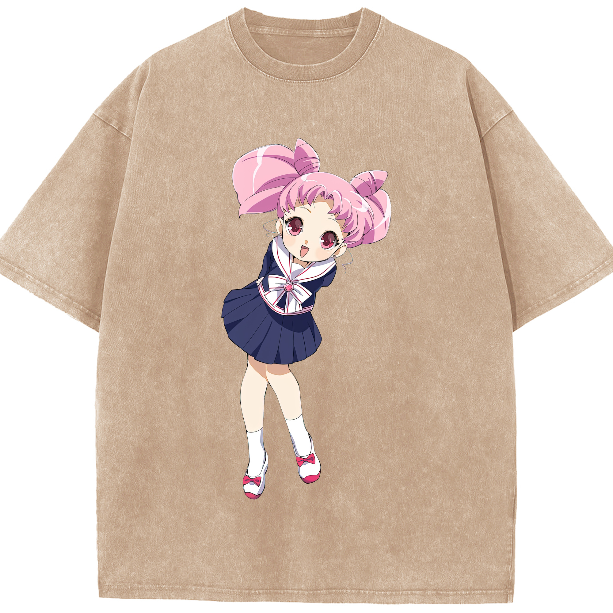 （画像用） 美少女戦士セーラームーン ちびうさ Sailor Moon Chibiusa Tsukino Usagi Small Lady Serenity 綿100% ヴィンテージ風 半袖Tシャツ（フロントプリント）