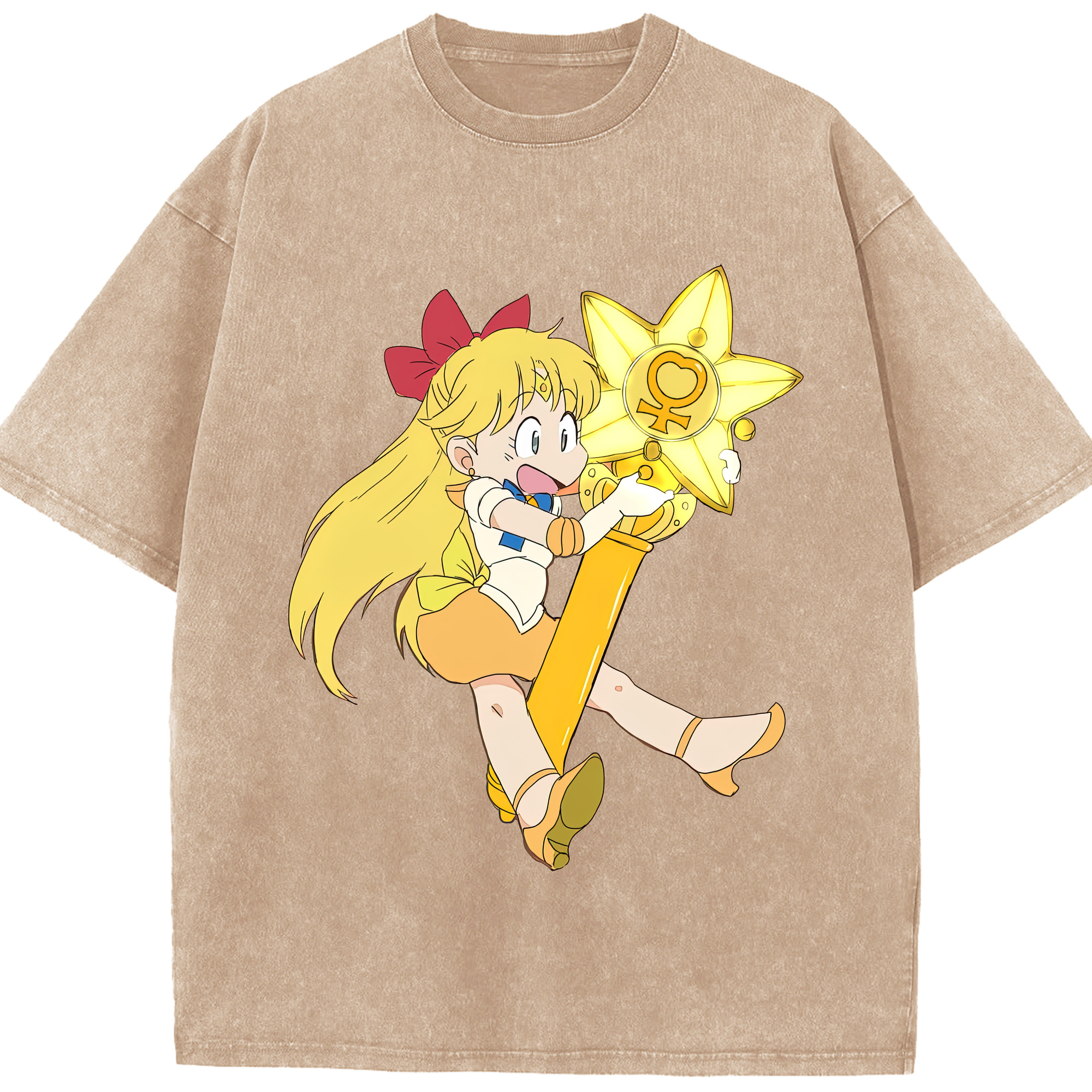 （画像用） 美少女戦士セーラームーン 愛野 美奈子 あいの みなこ Sailor Moon Aino Minako 綿100% ヴィンテージ風 半袖Tシャツ（フロントプリント）