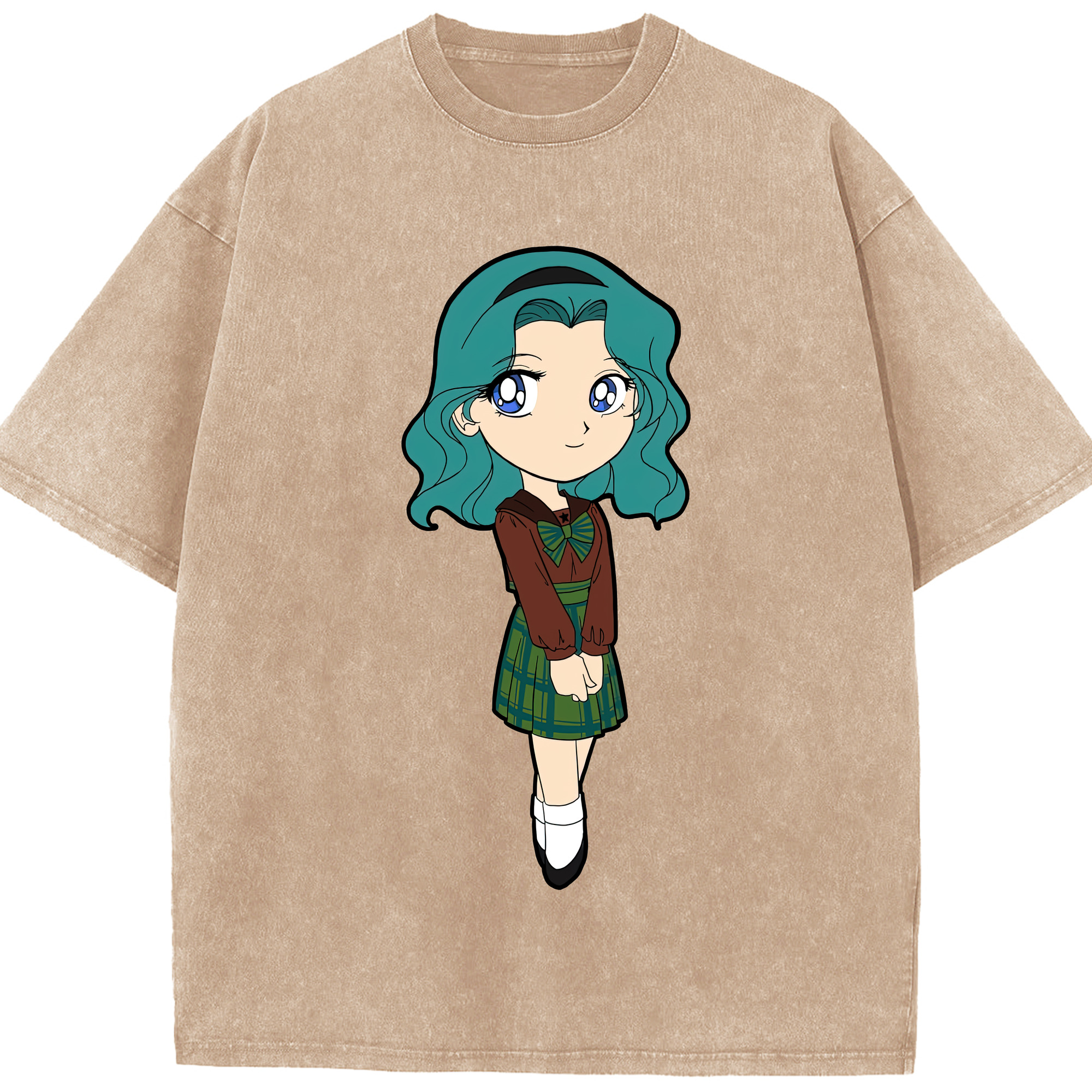 （画像用） 美少女戦士セーラームーン 海王 みちる（かいおう みちる） Sailor Moon Kaiou Michiru 綿100% ヴィンテージ風 半袖Tシャツ（フロントプリント）
