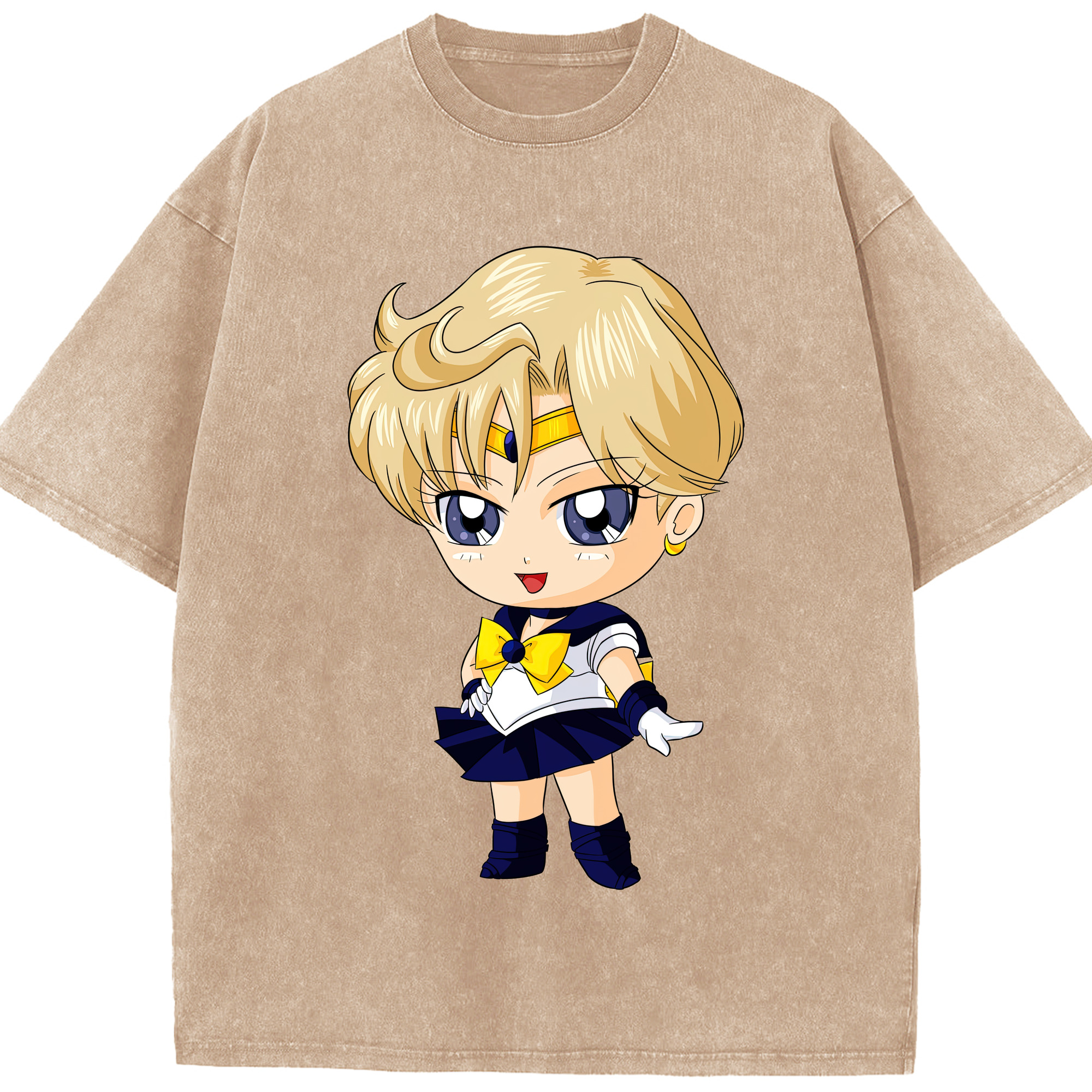 （画像用） 美少女戦士セーラームーン 天王はるか Sailor Moon Tenoh Haruka 綿100% ヴィンテージ風 半袖Tシャツ（フロントプリント）