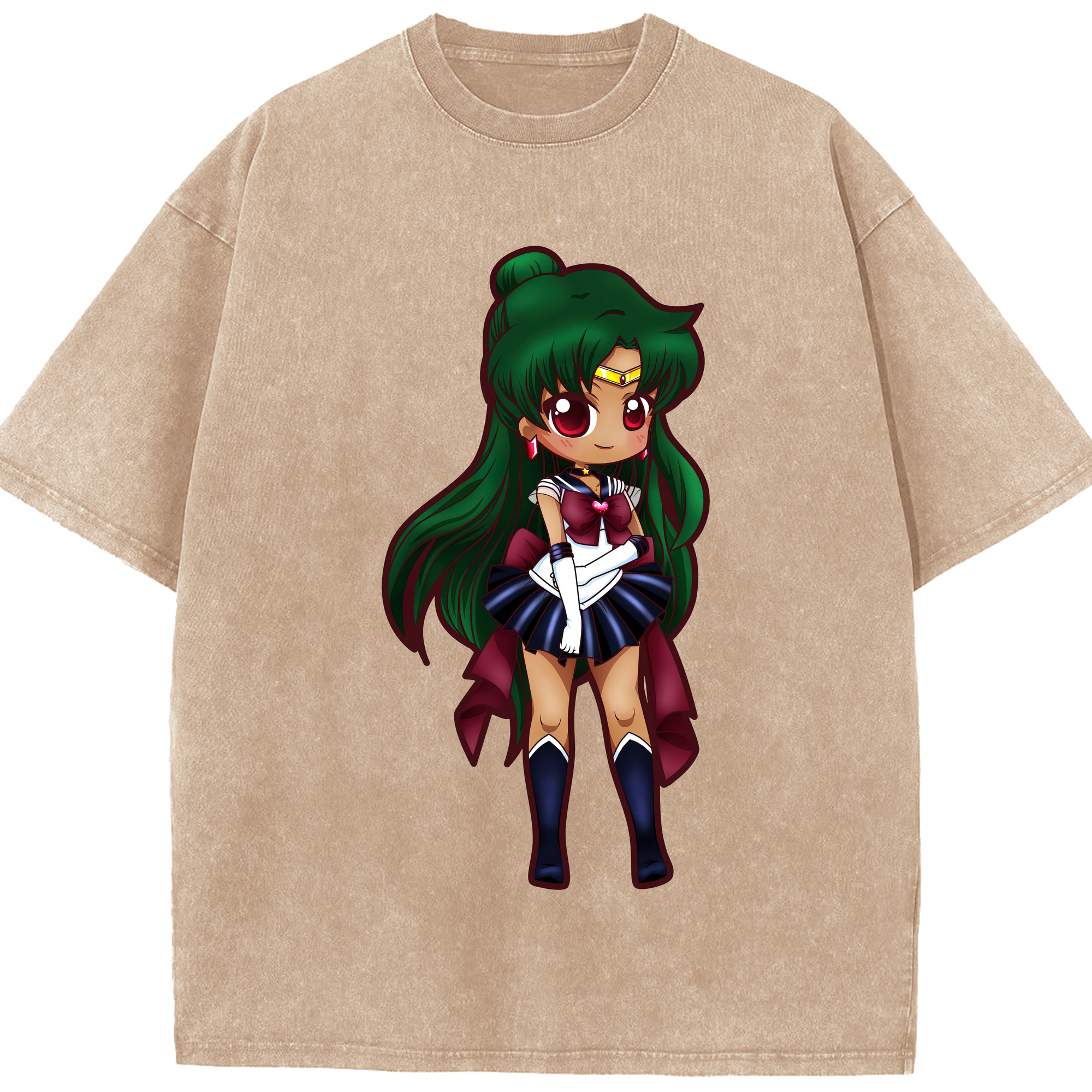 （画像用） 美少女戦士セーラームーン 冥王せつな Sailor Moon Meiou Setsuna 綿100% ヴィンテージ風 半袖Tシャツ（フロントプリント）