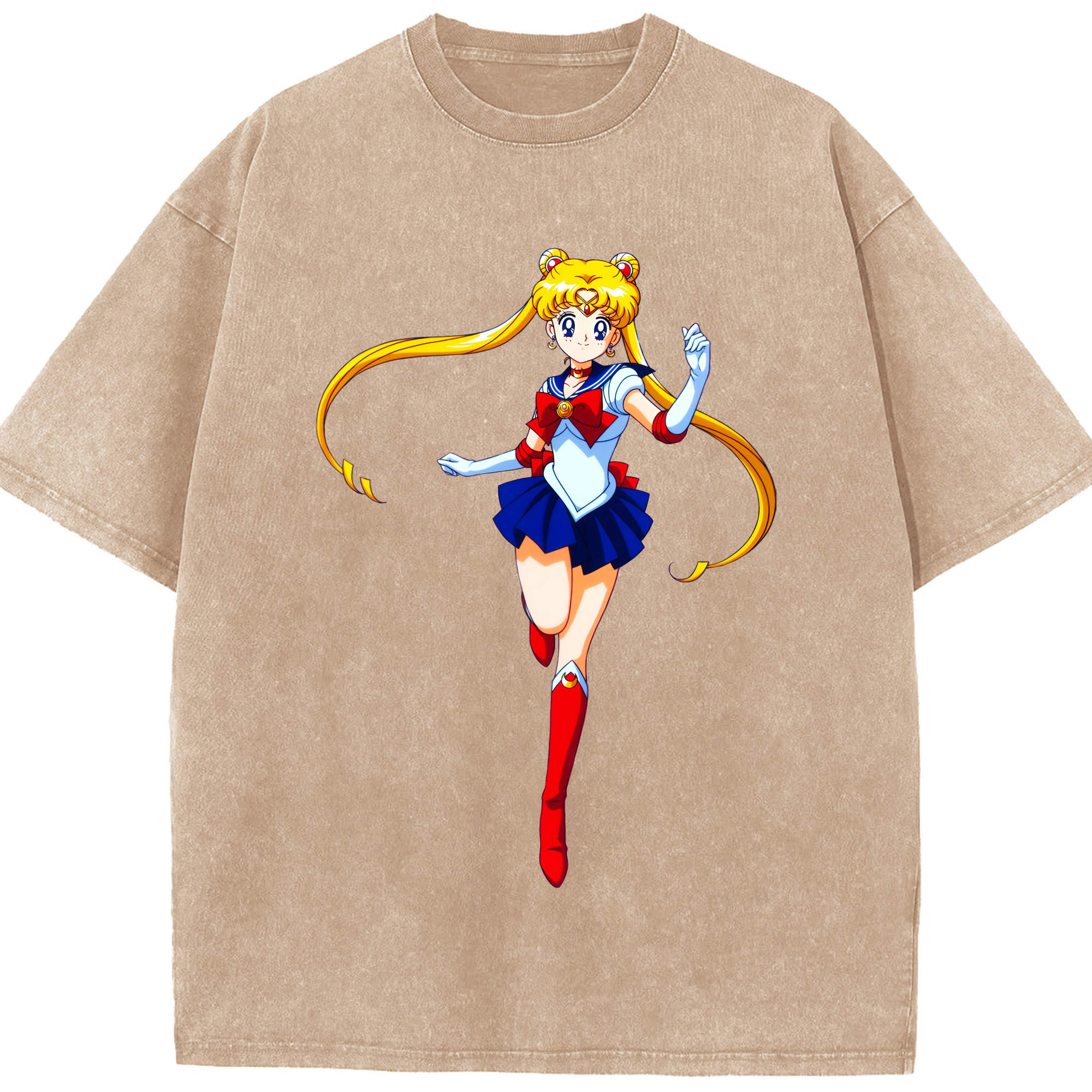 （画像用） 美少女戦士セーラームーン 月野 うさぎ つきの うさぎ Sailor Moon Tsukino Usagi 綿100% ヴィンテージ風 半袖Tシャツ（フロントプリント）