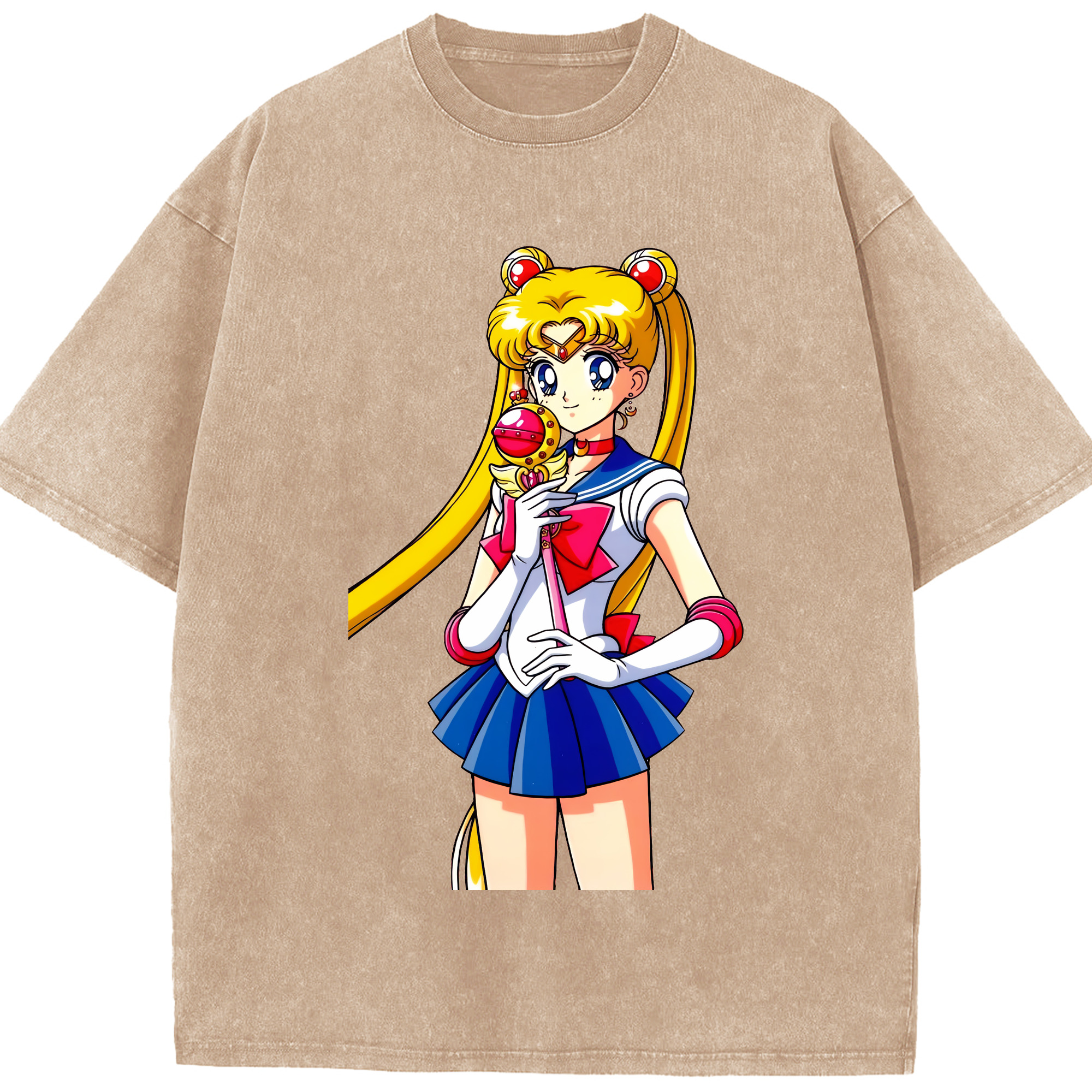 （画像用） 美少女戦士セーラームーン 月野 うさぎ つきの うさぎ Sailor Moon Tsukino Usagi 綿100% ヴィンテージ風 半袖Tシャツ（フロントプリント）