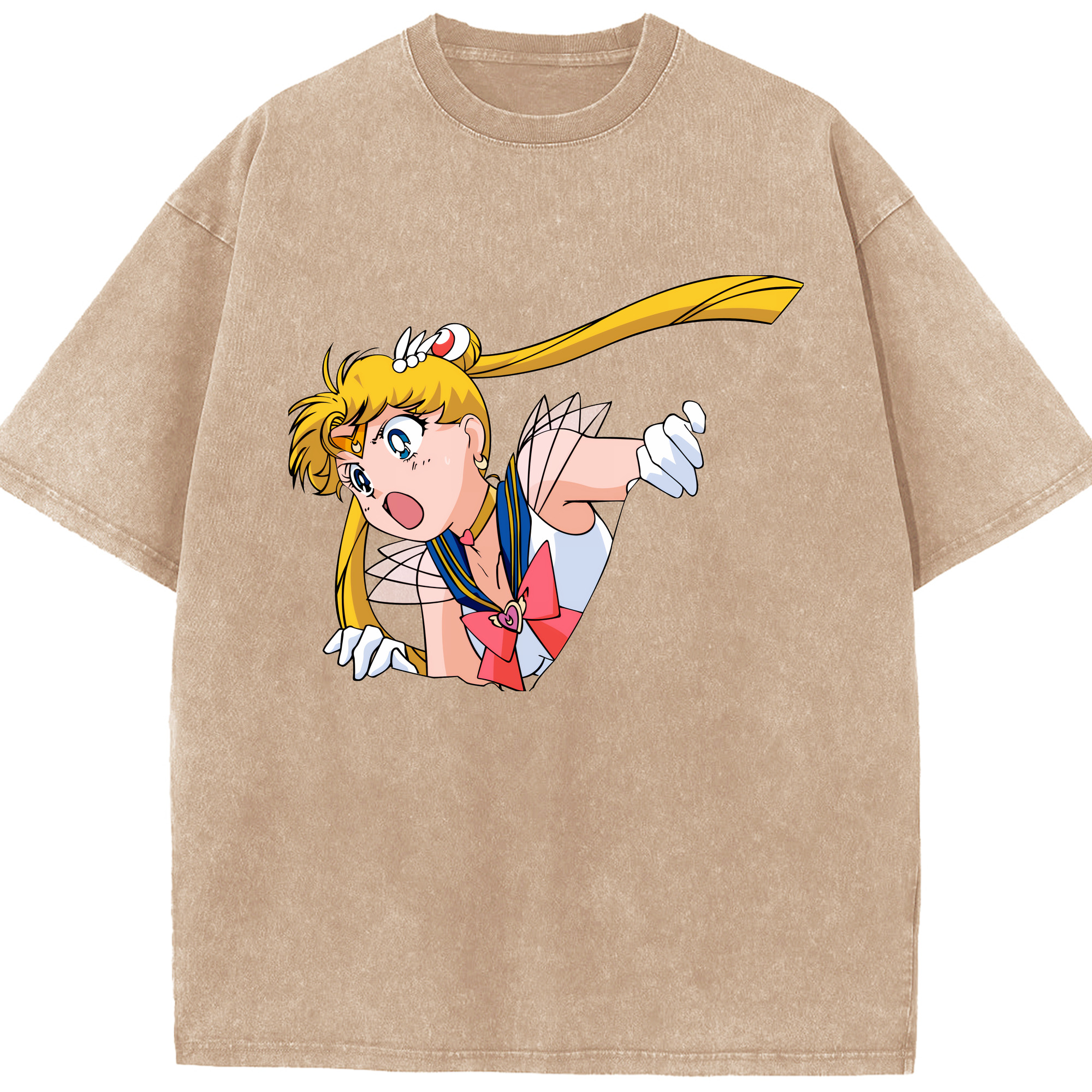 （画像用） 美少女戦士セーラームーン 月野 うさぎ つきの うさぎ Sailor Moon Tsukino Usagi 綿100% ヴィンテージ風 半袖Tシャツ（フロントプリント）