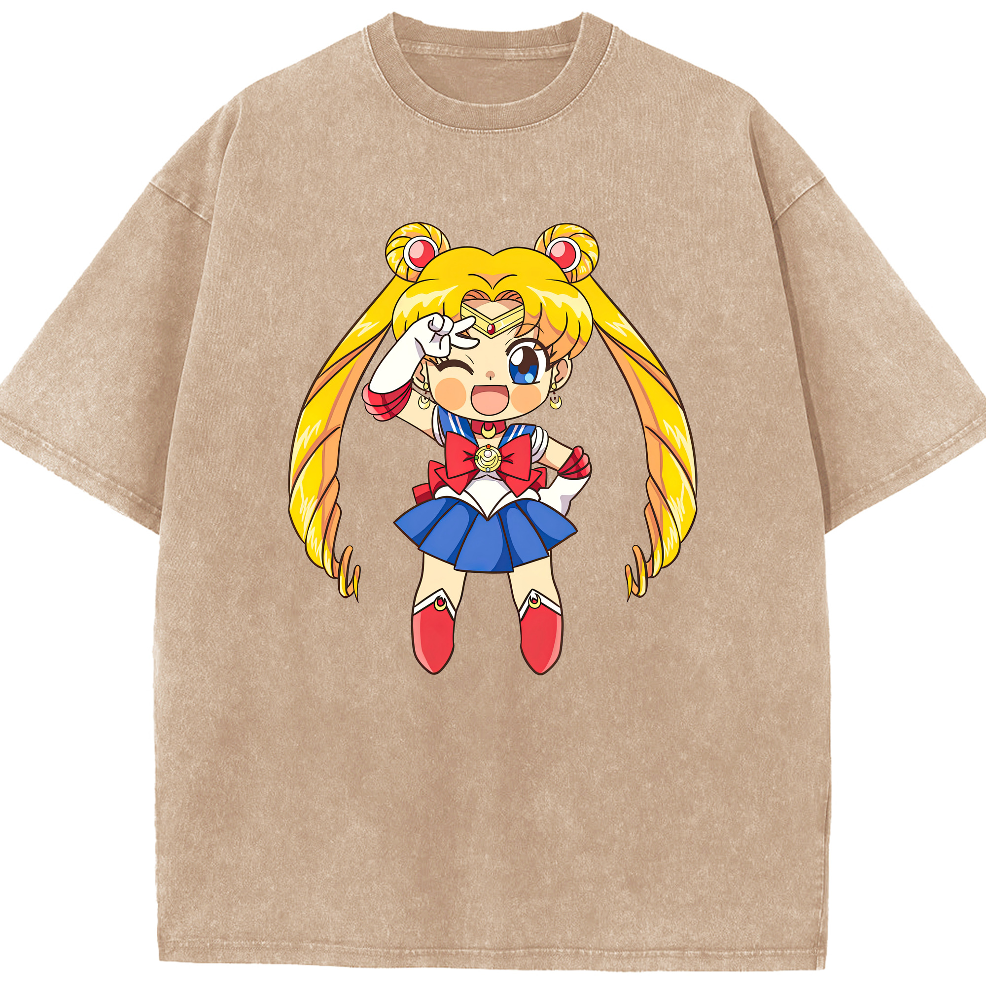 （画像用） 美少女戦士セーラームーン 月野 うさぎ つきの うさぎ Sailor Moon Tsukino Usagi 綿100% ヴィンテージ風 半袖Tシャツ（フロントプリント）