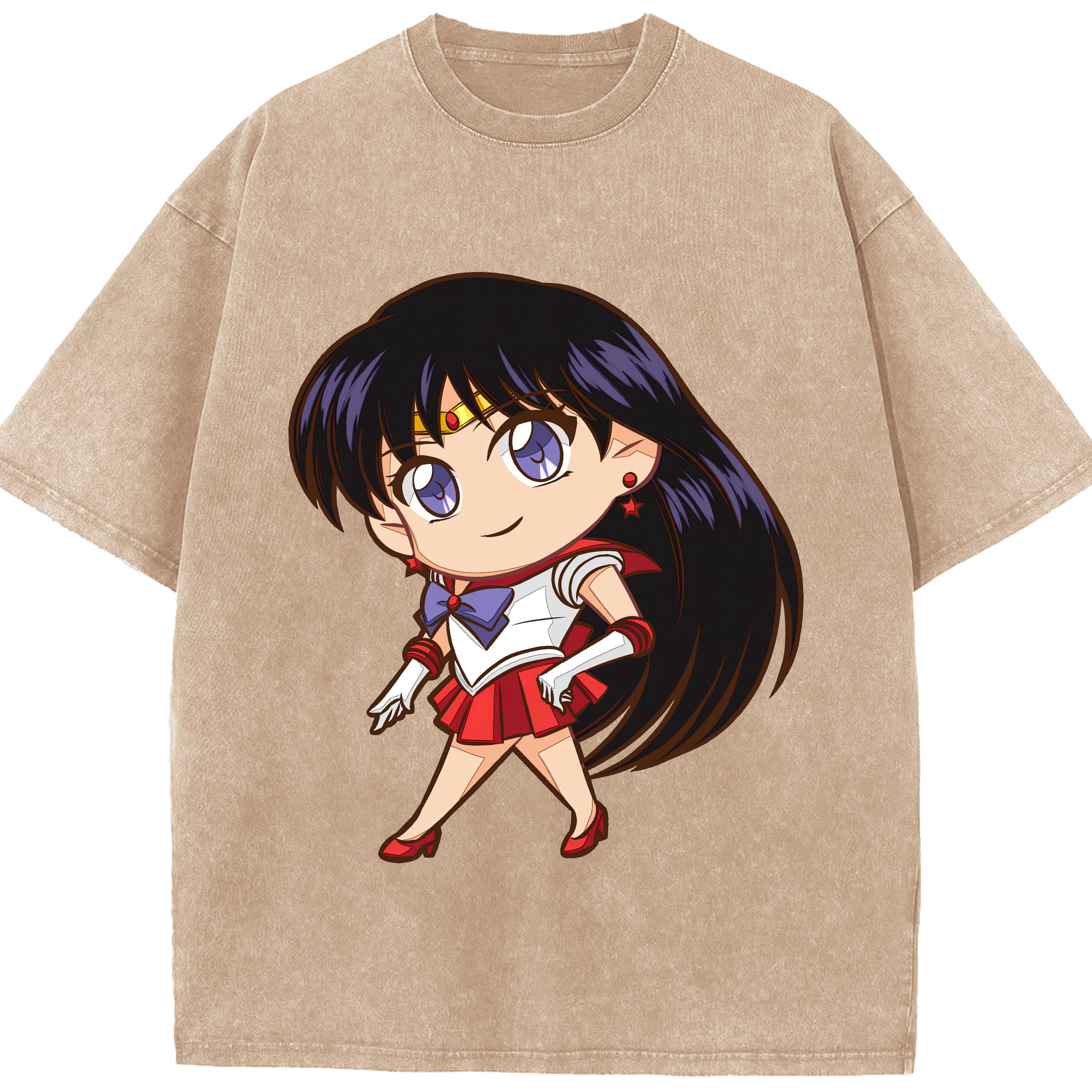 （画像用） 美少女戦士セーラームーン 火野レイ ひの レイ Sailor Moon Hino Rei （セーラーマーズ,Sailor Mars） 綿100% ヴィンテージ風 半袖Tシャツ（フロントプリント）