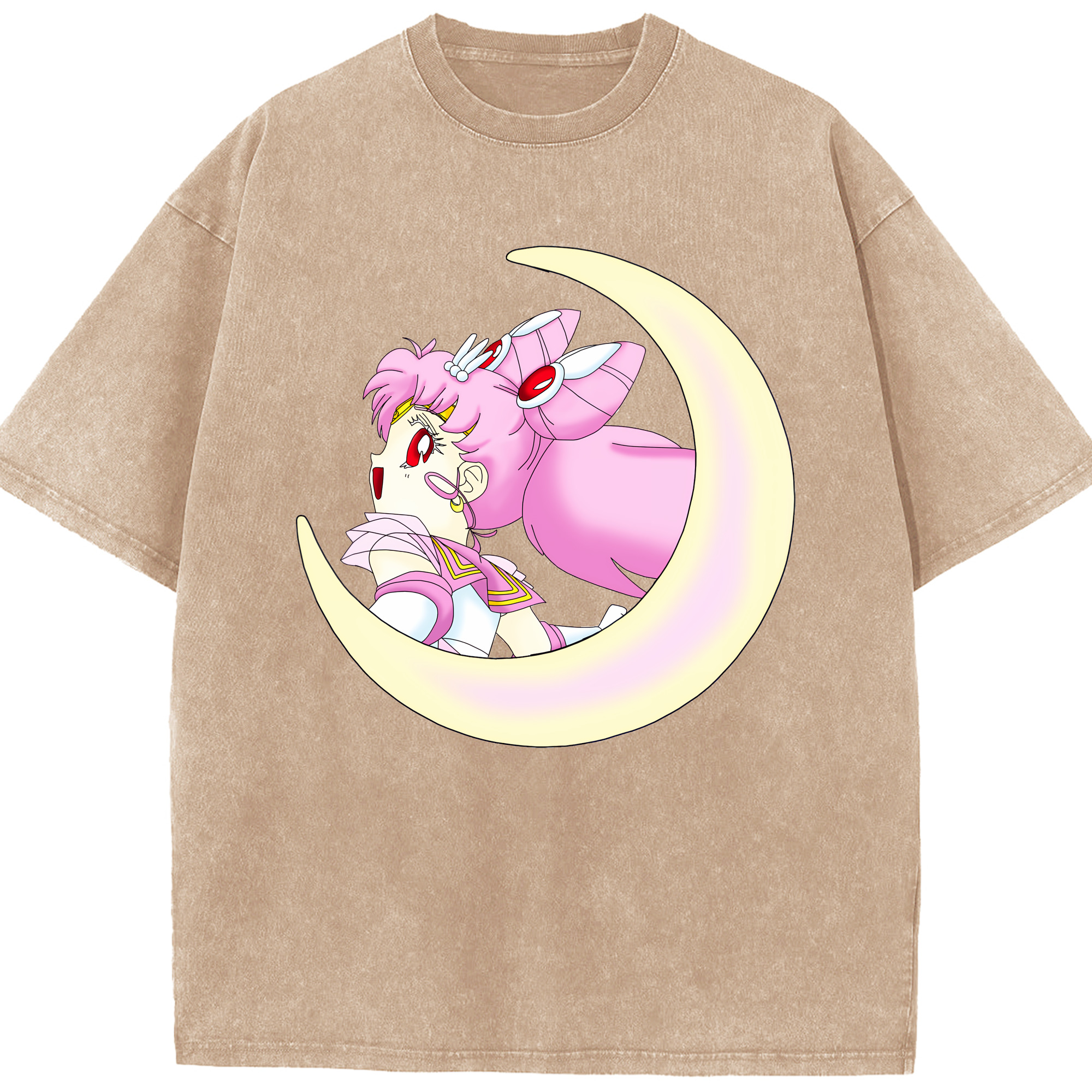 （画像用） 美少女戦士セーラームーン ちびうさ Sailor Moon Chibiusa Tsukino Usagi Small Lady Serenity 綿100% ヴィンテージ風 半袖Tシャツ（フロントプリント）
