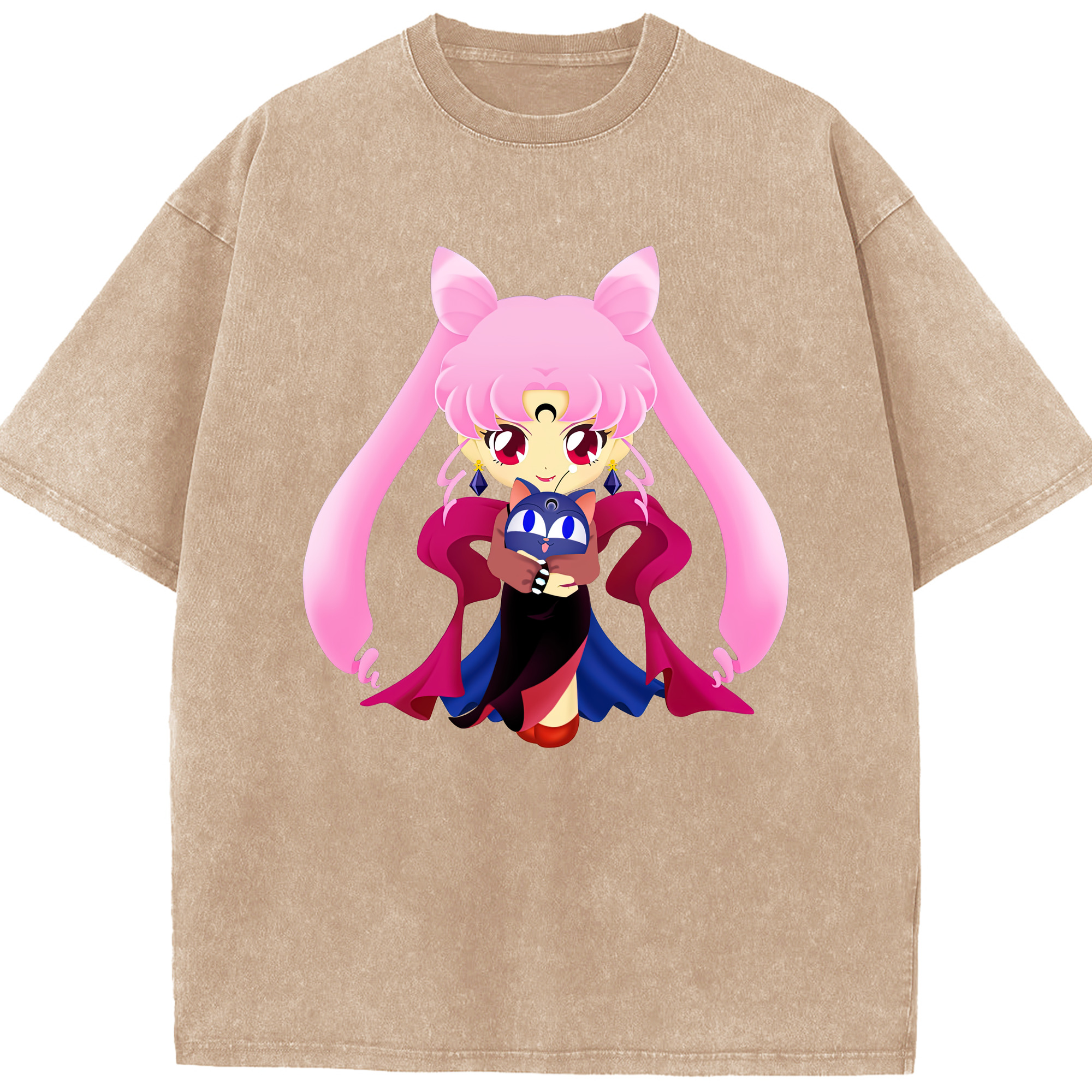 （画像用） 美少女戦士セーラームーン ちびうさ Sailor Moon Chibiusa Tsukino Usagi Small Lady Serenity 綿100% ヴィンテージ風 半袖Tシャツ（フロントプリント）