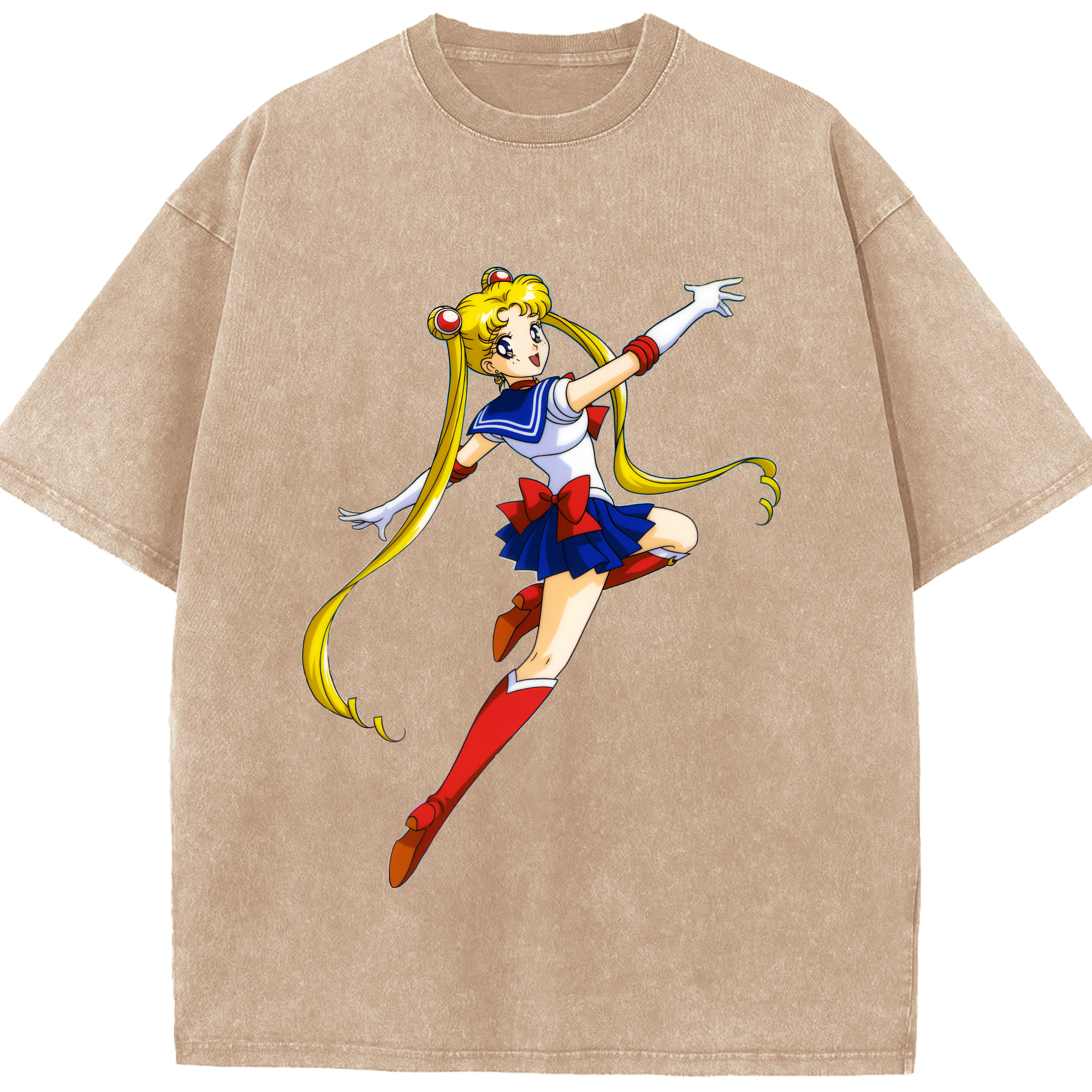 （画像用） 美少女戦士セーラームーン 月野 うさぎ つきの うさぎ Sailor Moon Tsukino Usagi 綿100% ヴィンテージ風 半袖Tシャツ（フロントプリント）