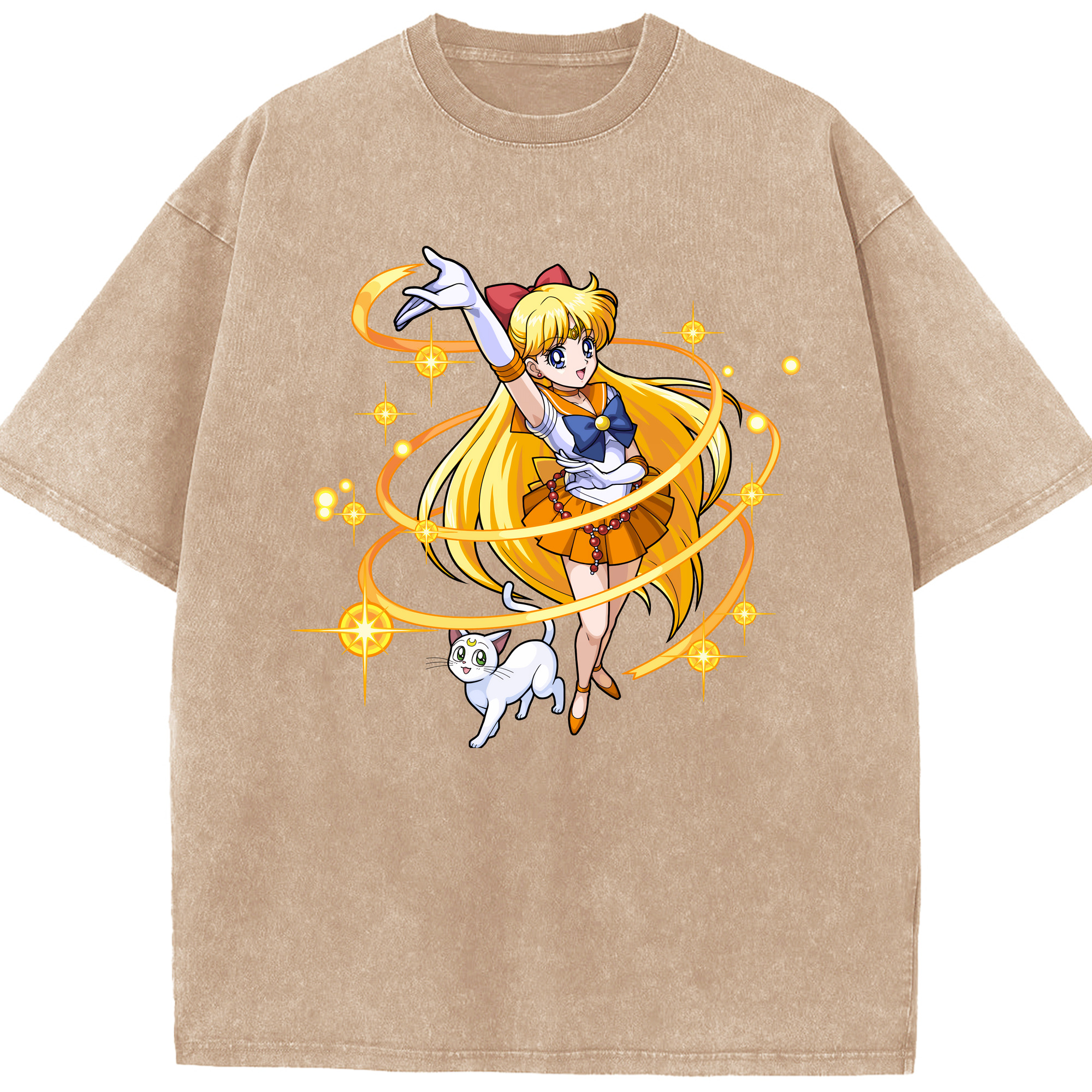（画像用） 美少女戦士セーラームーン 愛野 美奈子 あいの みなこ Sailor Moon Aino Minako 綿100% ヴィンテージ風 半袖Tシャツ（フロントプリント）
