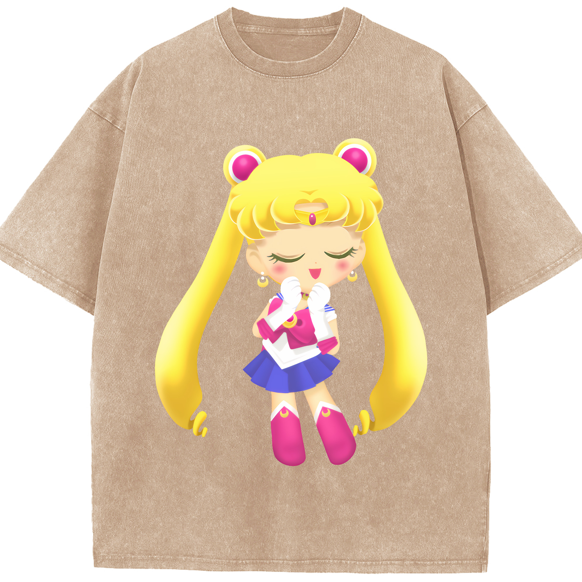 （画像用） 美少女戦士セーラームーン 月野 うさぎ つきの うさぎ Sailor Moon Tsukino Usagi 綿100% ヴィンテージ風 半袖Tシャツ（フロントプリント）